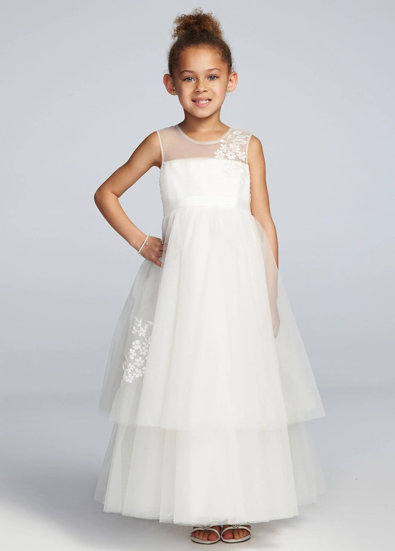 Floor Length Ball Gown with Lace Embellishment