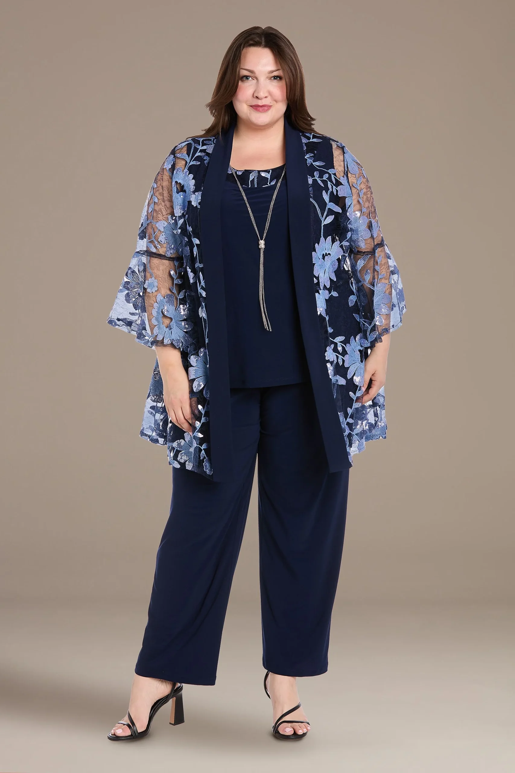 Floral Applique Sequin Pantsuit Set