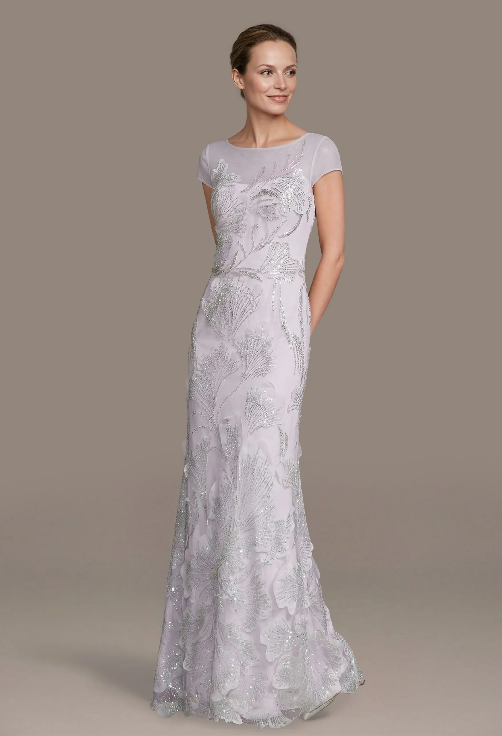 Floral Illusion Neckline Sheath Dress
