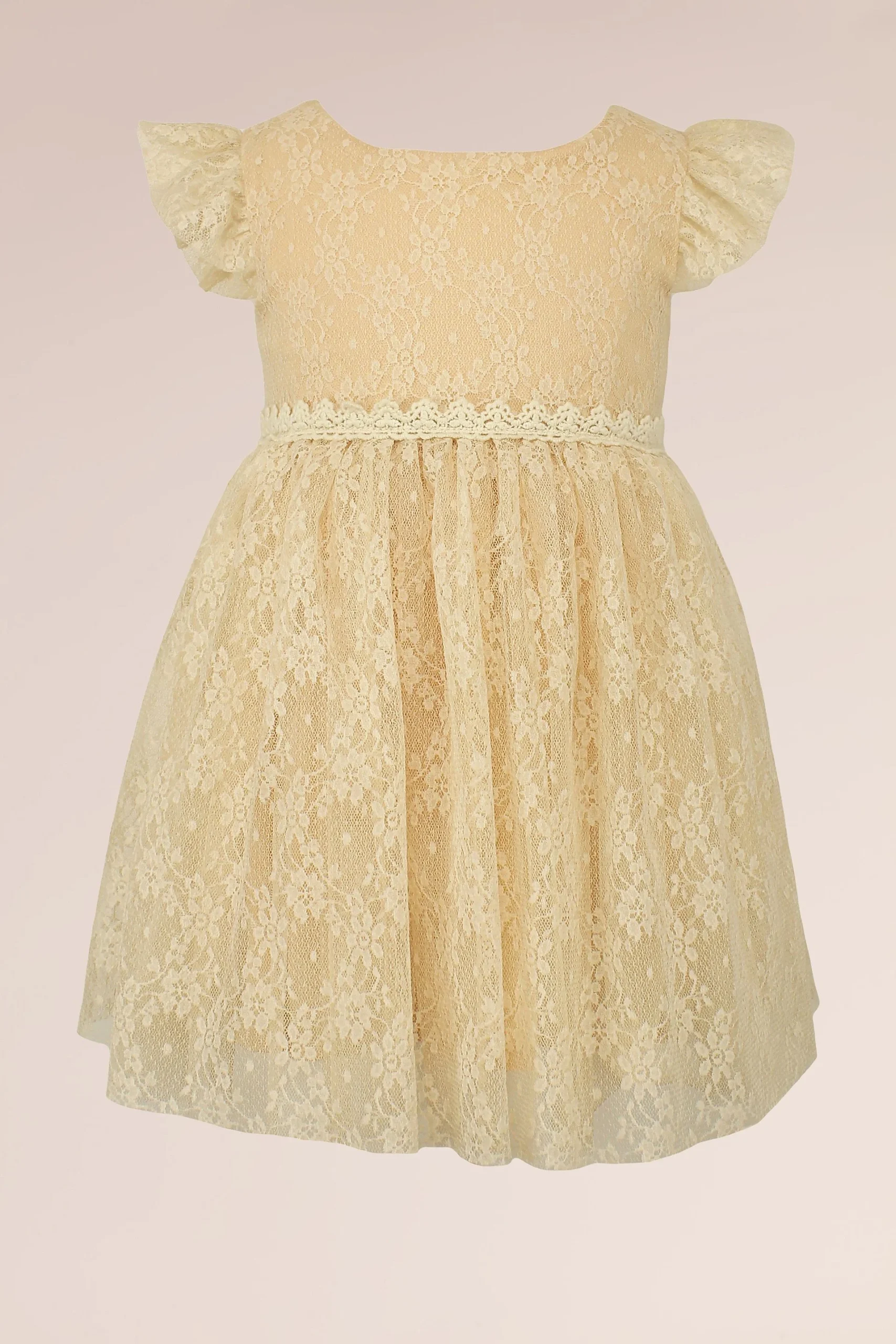 Floral Lace Flower Girl Dress with Cap Sleeves