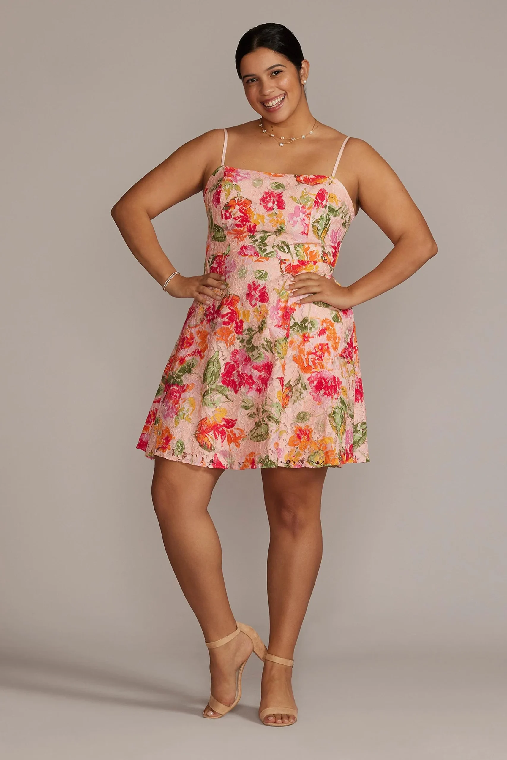 Floral Patterned Lace A-Line