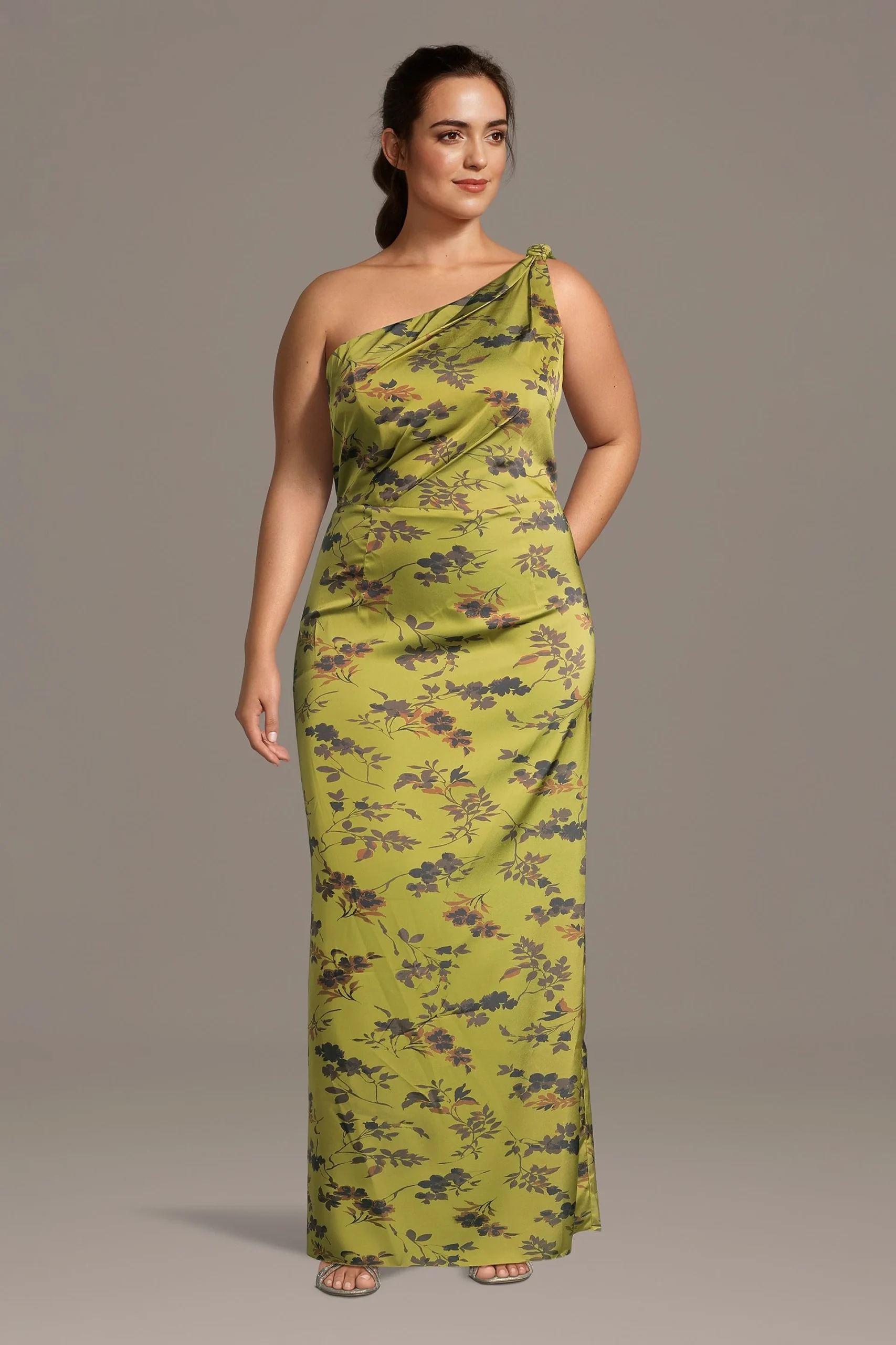 Floral Print Open Back One-Shoulder Sheath Dress