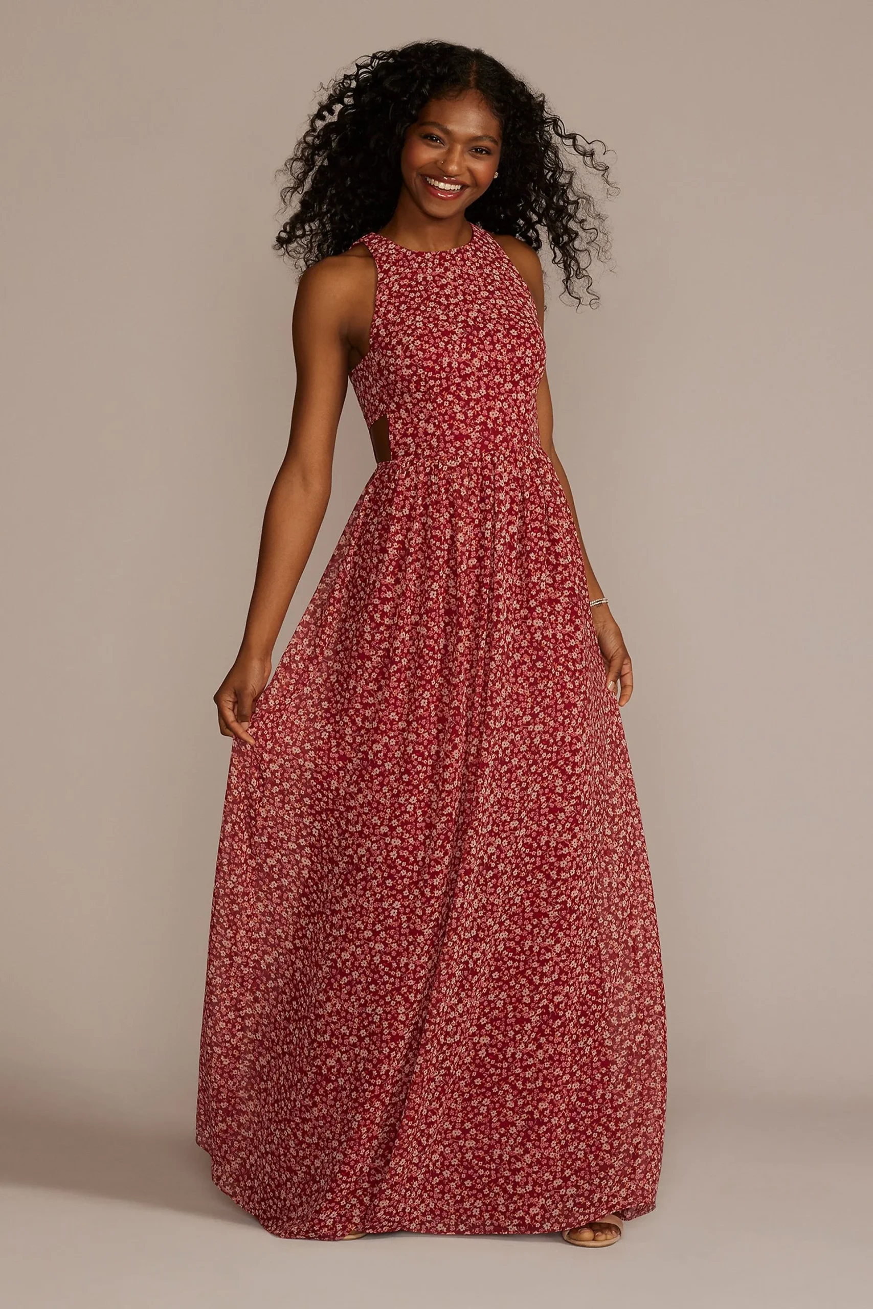 Floral Printed Chiffon A-Line