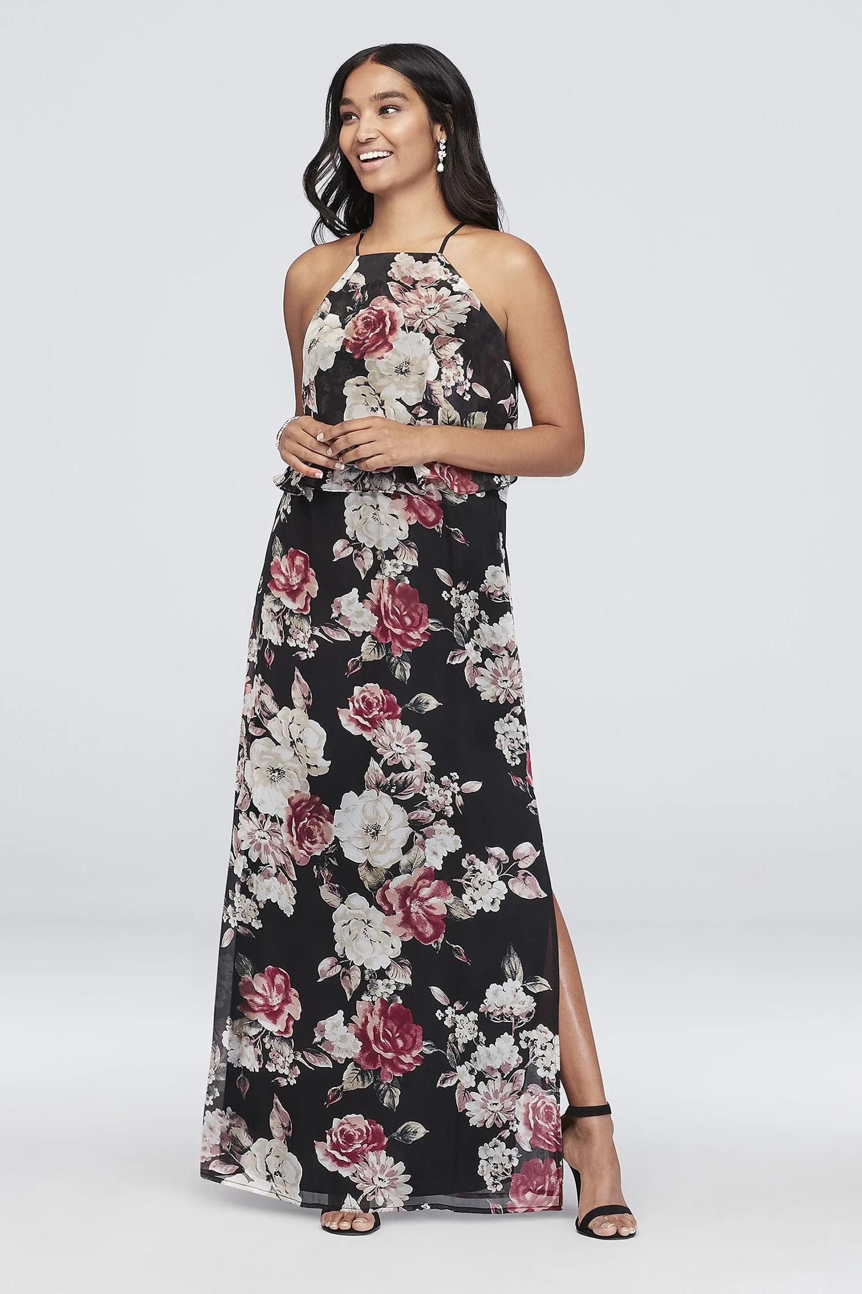 Floral Printed Chiffon Sheath Dress