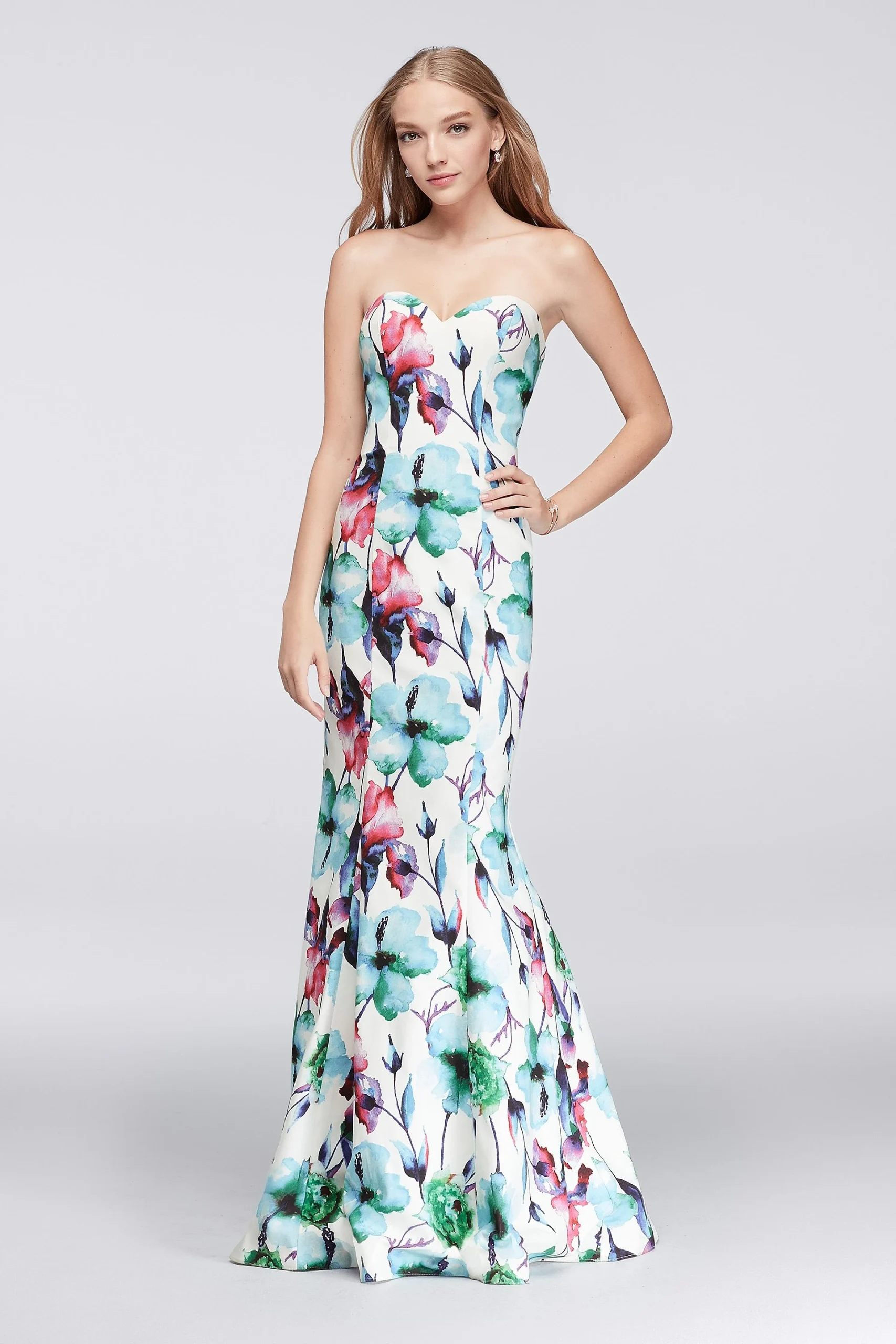 Floral Strapless Sweetheart Mermaid Dress