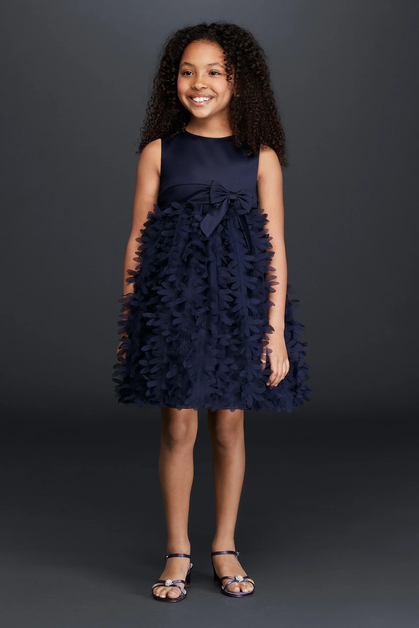 Flower Girl Dress with 3D Flowers on Skirt