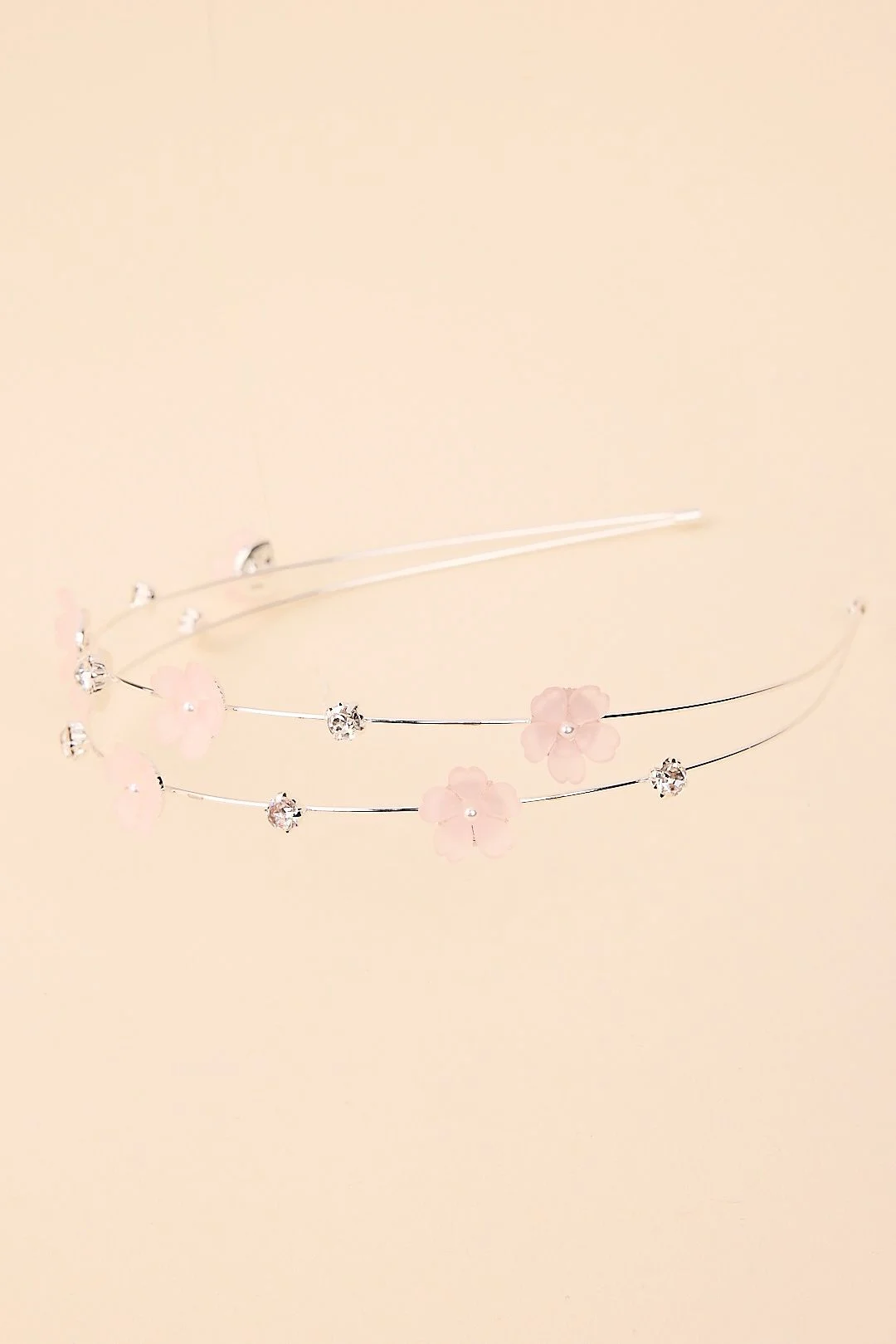 Flower Girl Headband with Crystals and Blossoms