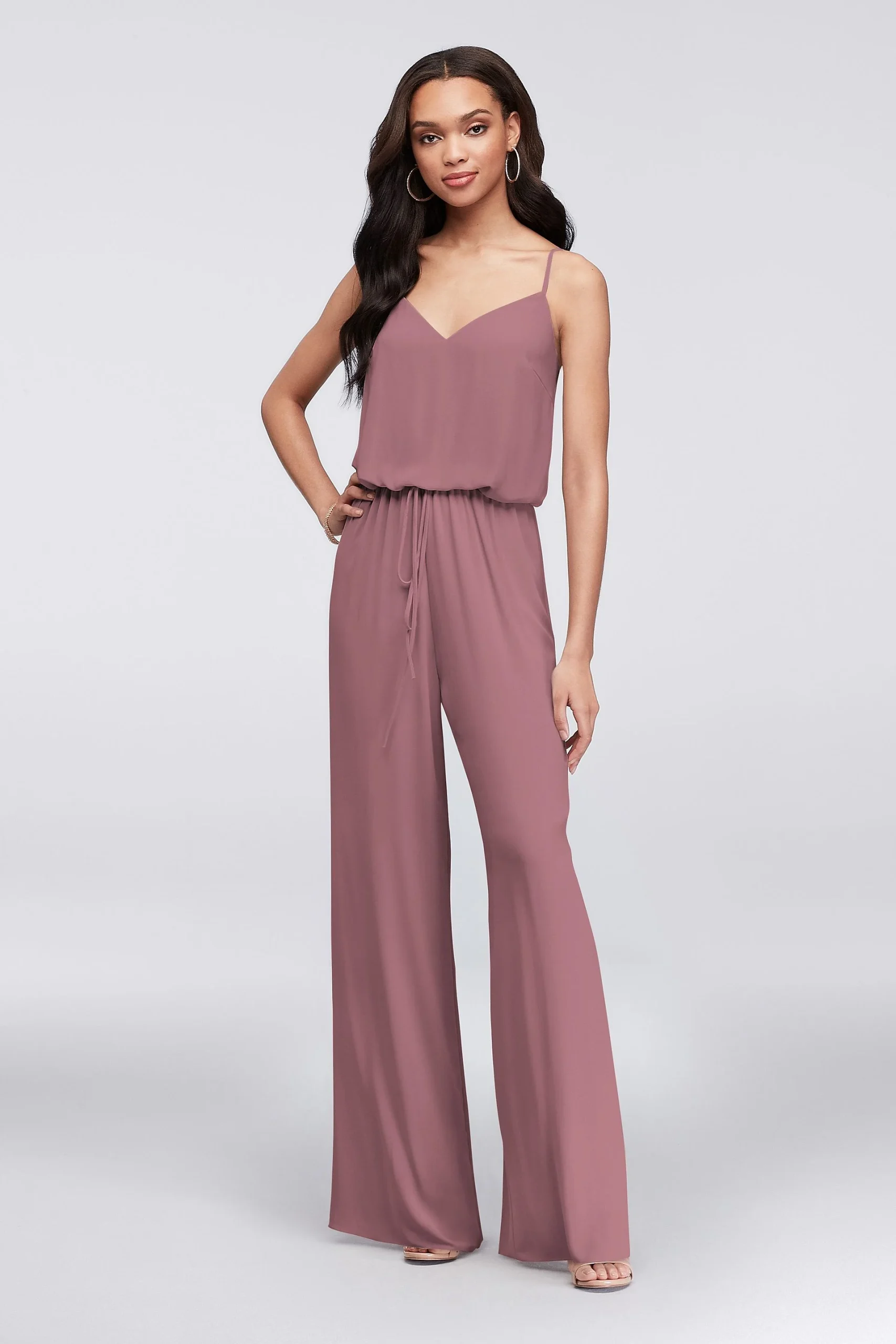 Flowy Wide-Leg Georgette Bridesmaid Jumpsuit