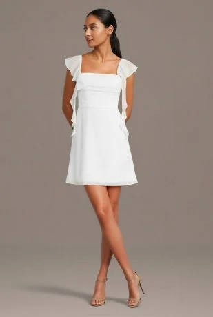 Flutter Sleeve Chiffon Slim A-Line Dress