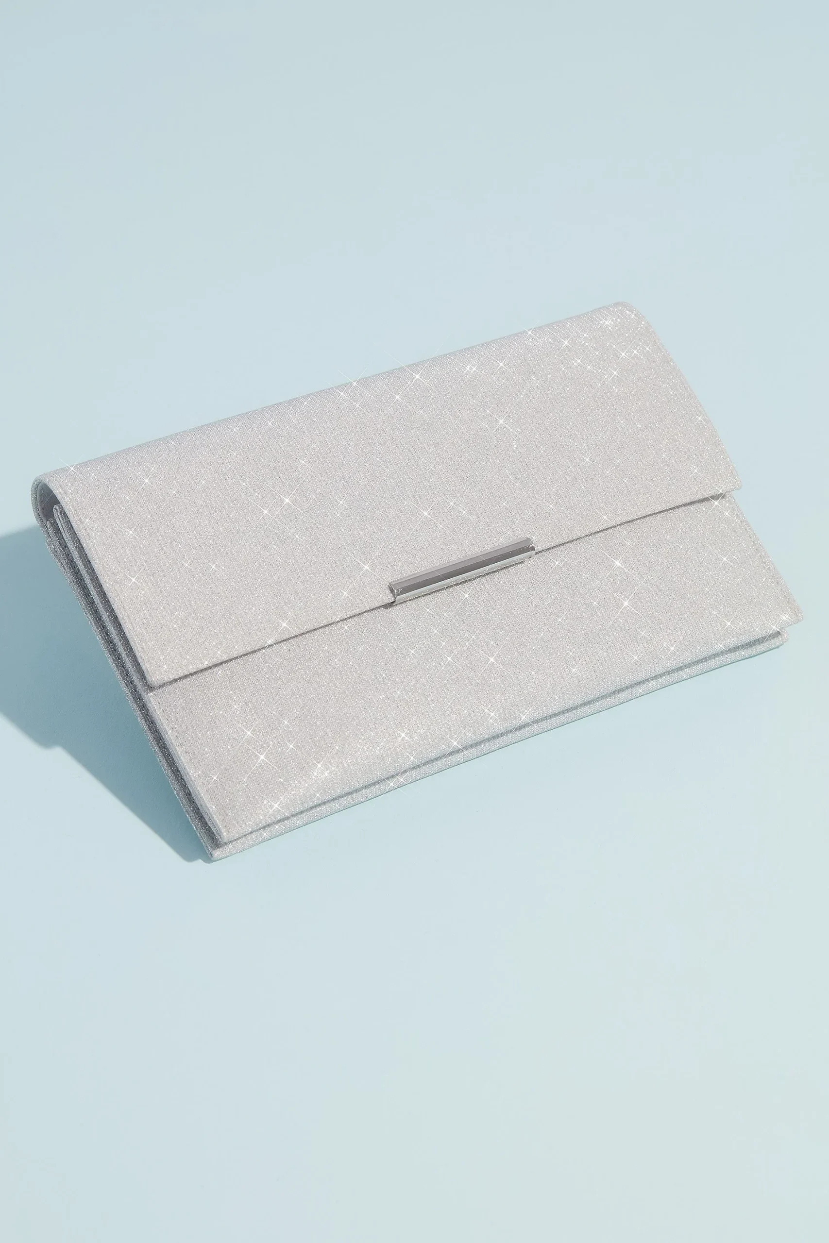 Fold Over Glittery Clutch with Removable Chain