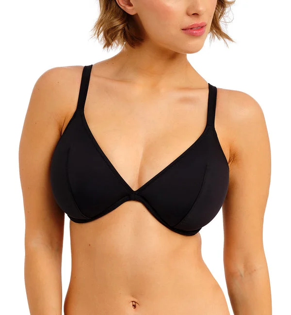 Freya Jewel Cove Underwire Plunge Bikini Top (7226) - Plain Black