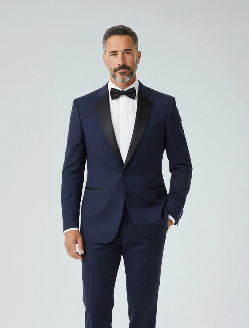 FUBU Classic Notch Lapel Navy Slim-Fit Tuxedo
