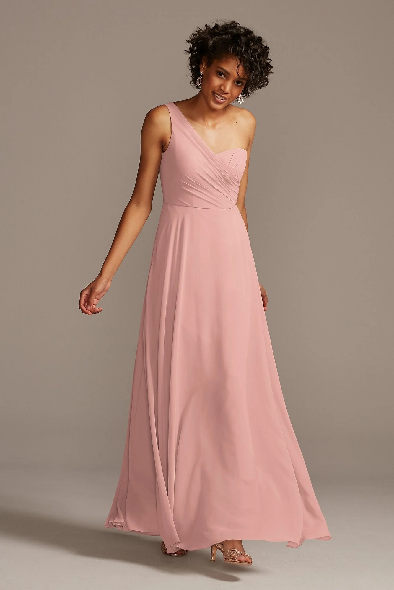 Full Skirt Bridesmaid Dress with One Shoulde