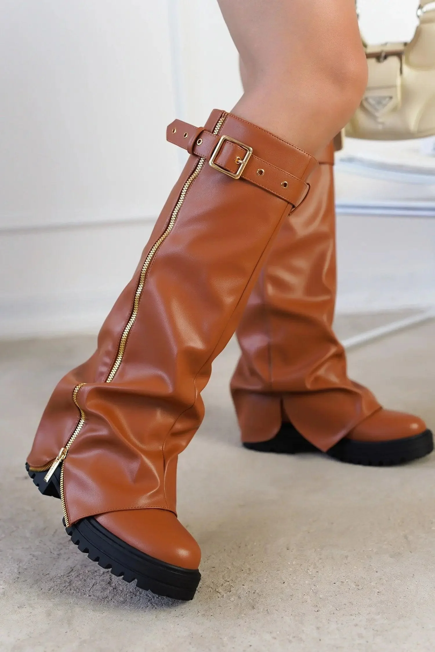 FUNAFUTI - TAN Thigh High Boots