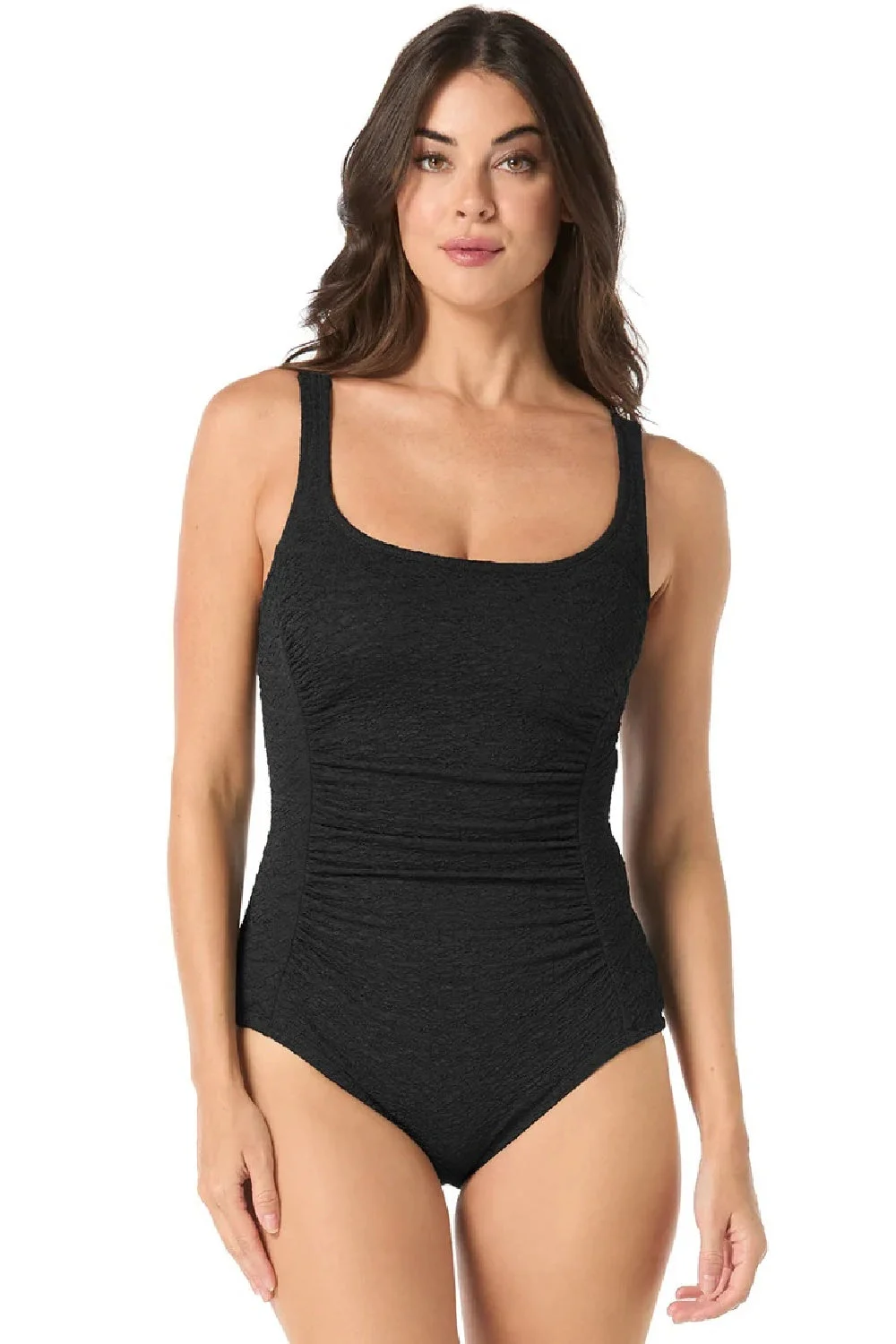 Gabar CrinkleScoop Neck Swimsuit, Black (G34467)