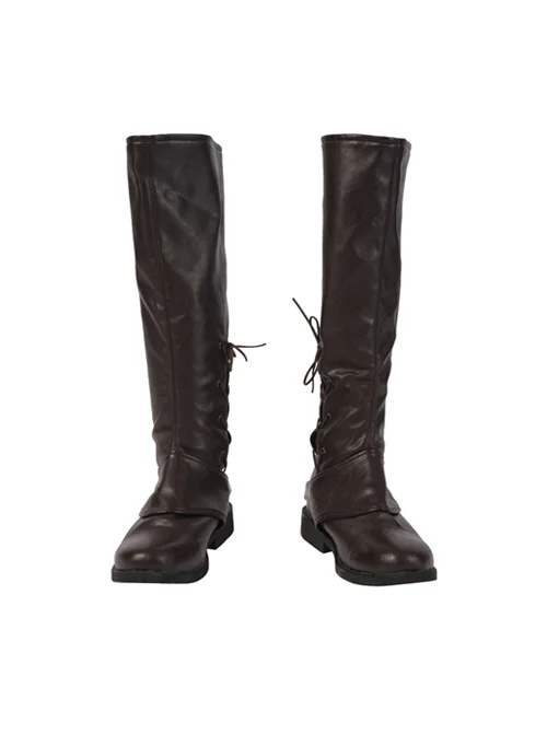 Game Of Thrones Season 8 Arya Stark Brown Leather Top Suit Halloween Cosplay Accessories Brown Long Boots