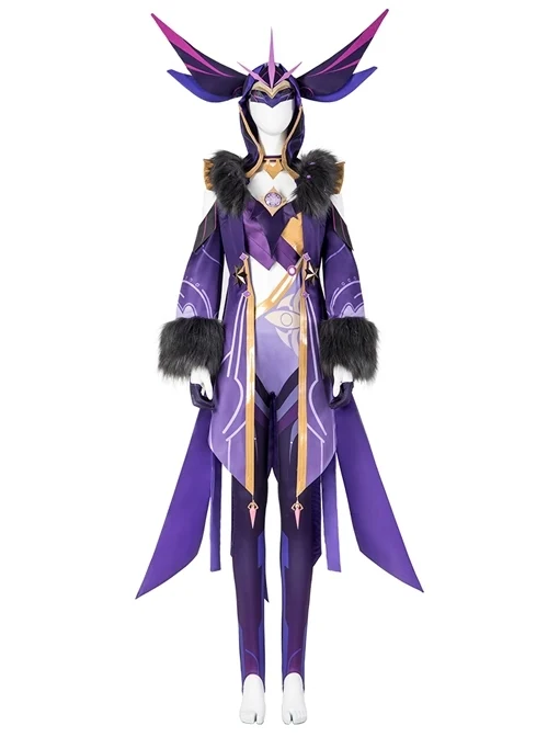 Genshin Impact Monster Fatui Thunder Firefly Warlock Halloween Game Cosplay Costume Full Set