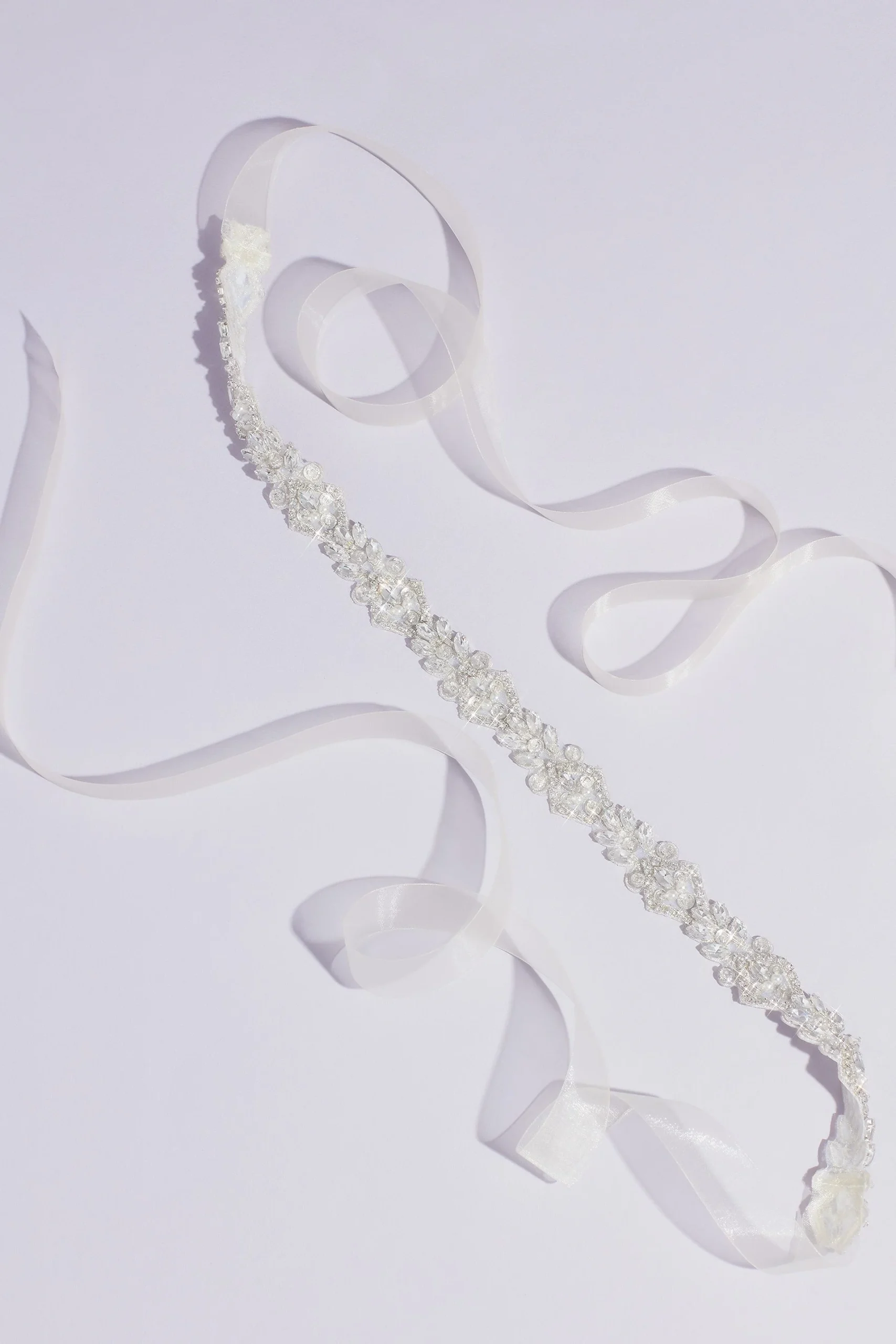 Geometric Burst Crystal and Pearl Embellished Sash