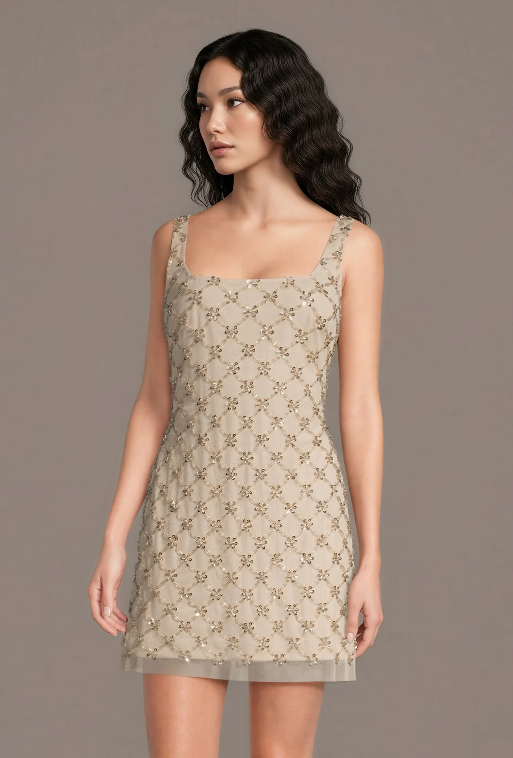 Geometric Sequin Tank Mini Dress