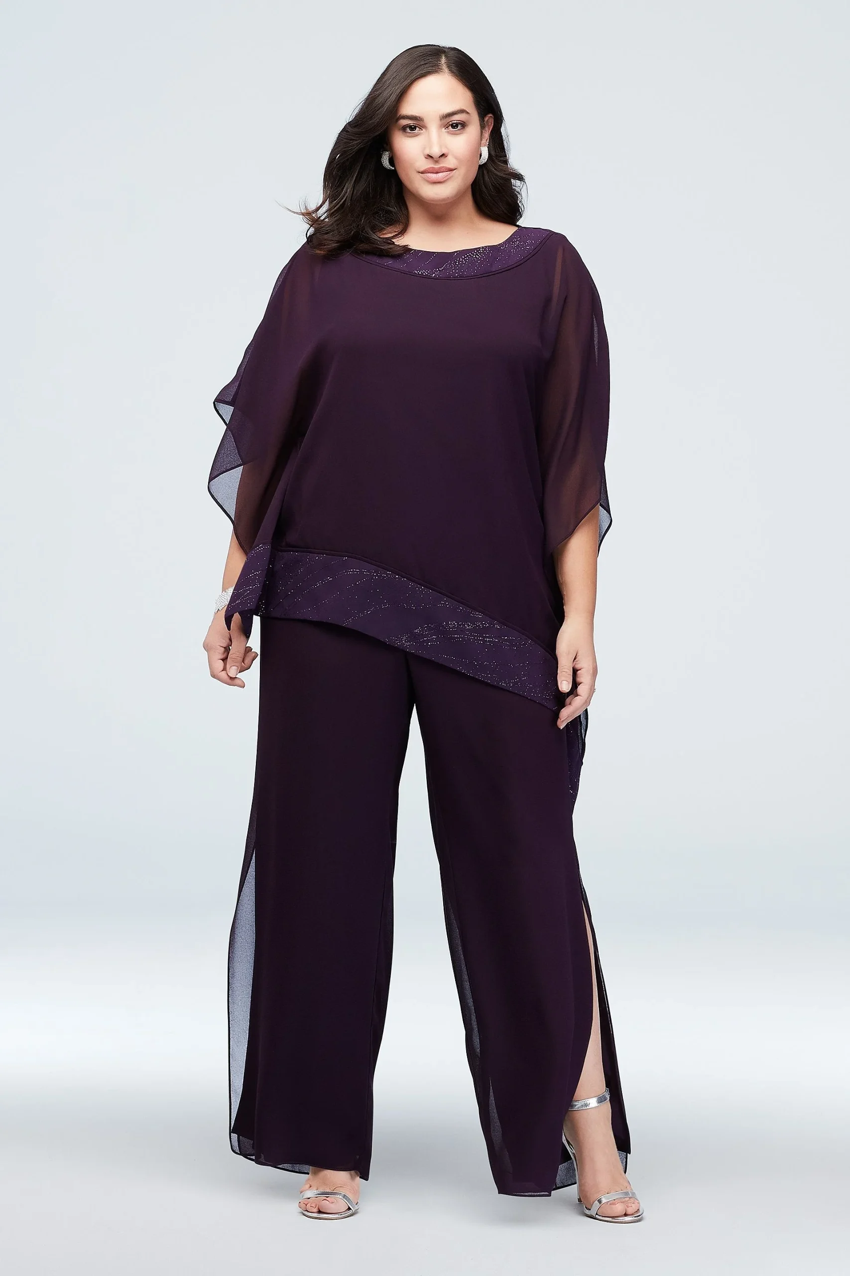 Georgette Pantsuit with Asymmetric Blouse