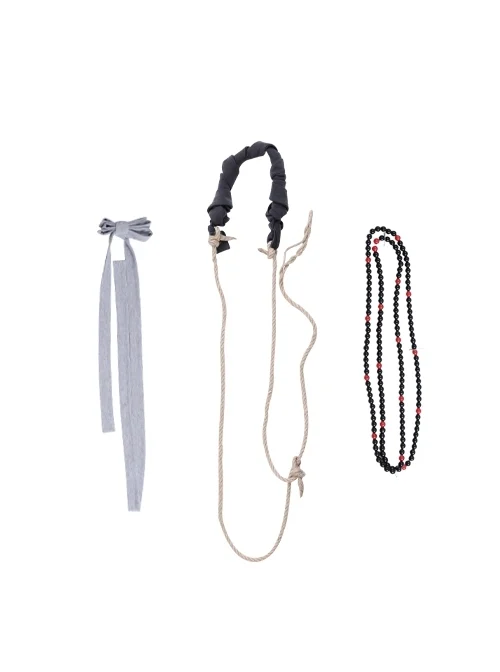 Ghost Of Tsushima Jin Sakai Red Samurai Suit Halloween Cosplay Accessories Beads Chain Shoulder Straps And Waistband