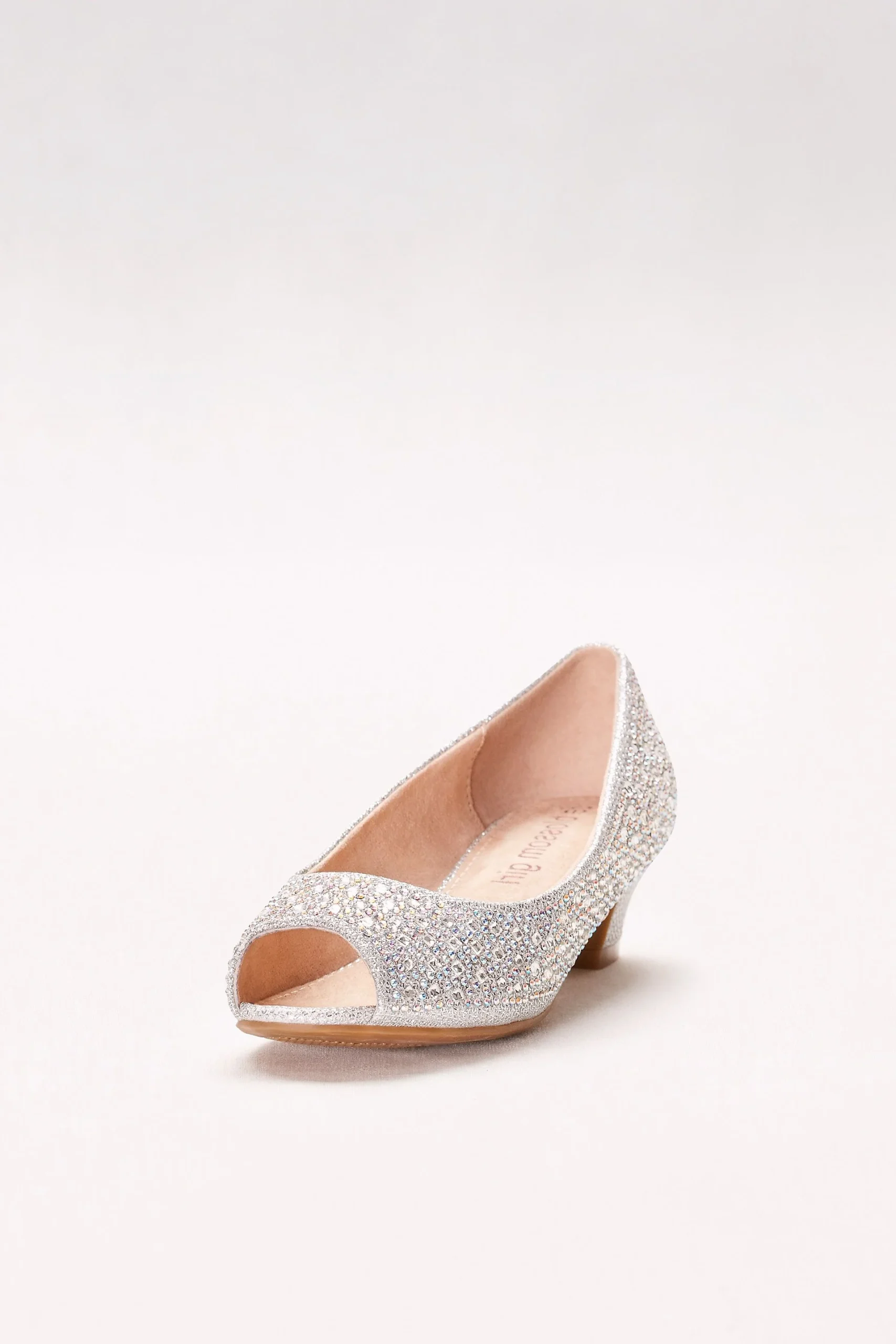 Girls Crystal-Embellished Low-Heeled Peep-Toes