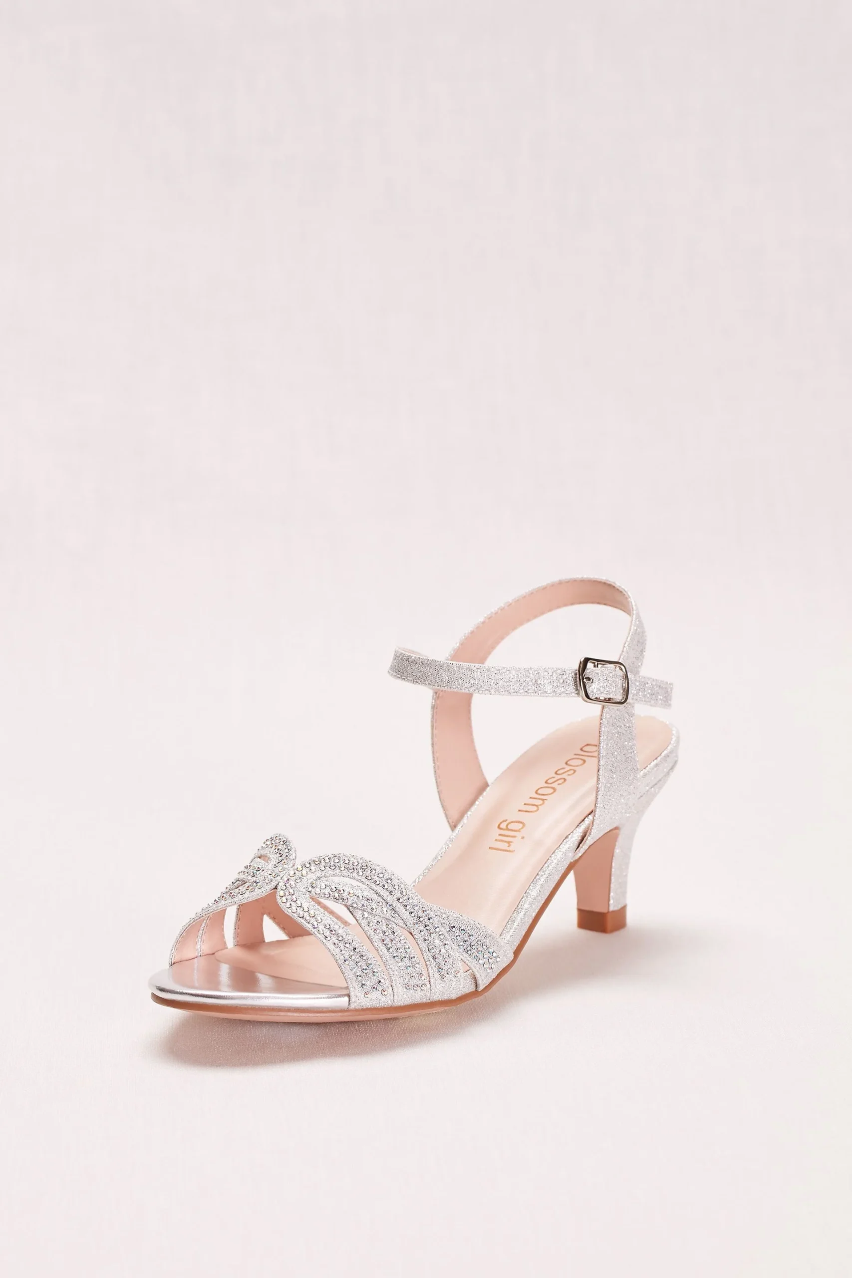 Girls' Low Heel Quarter Strap Crystal Sandal