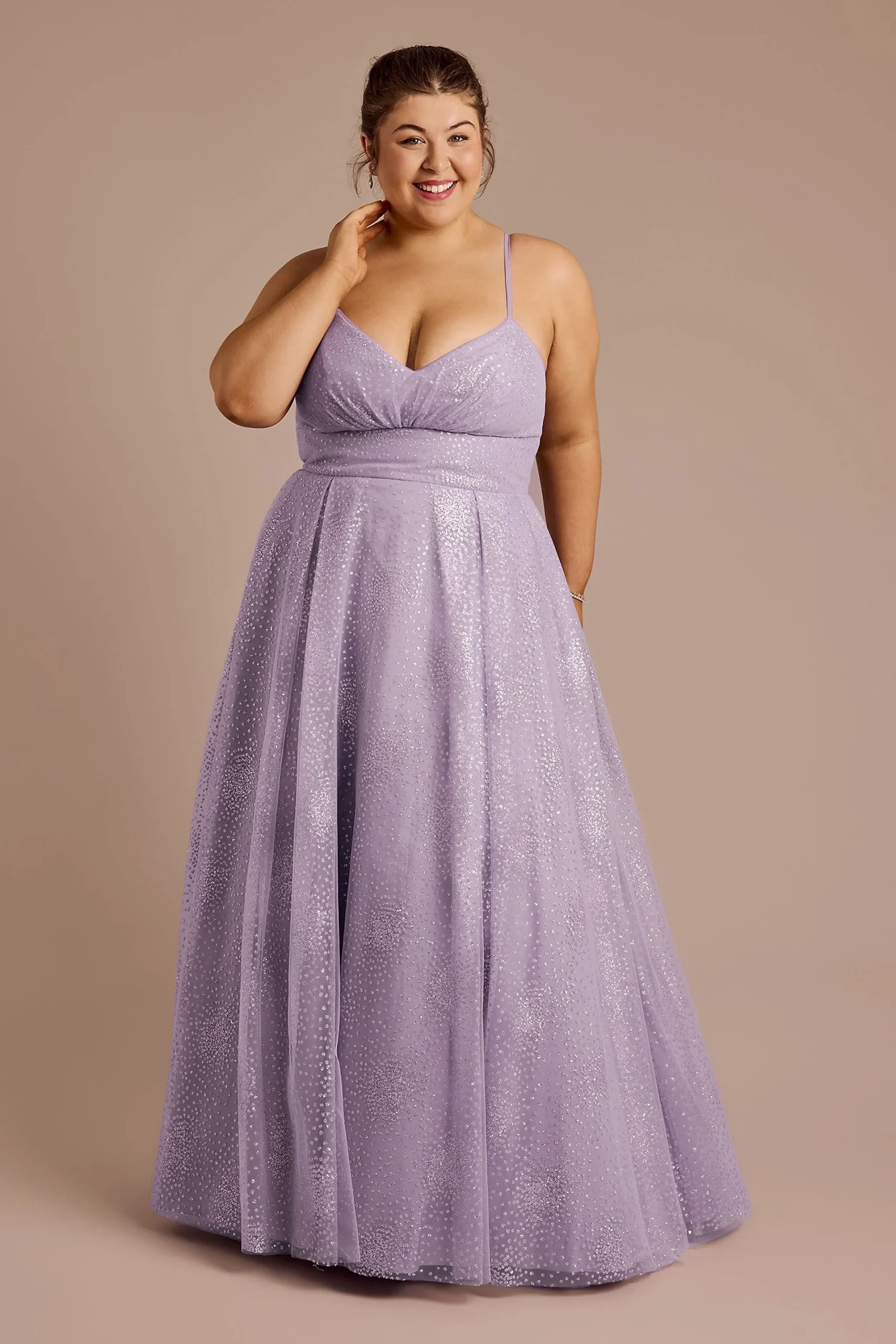 Glitter Ball Gown with Spaghetti Straps