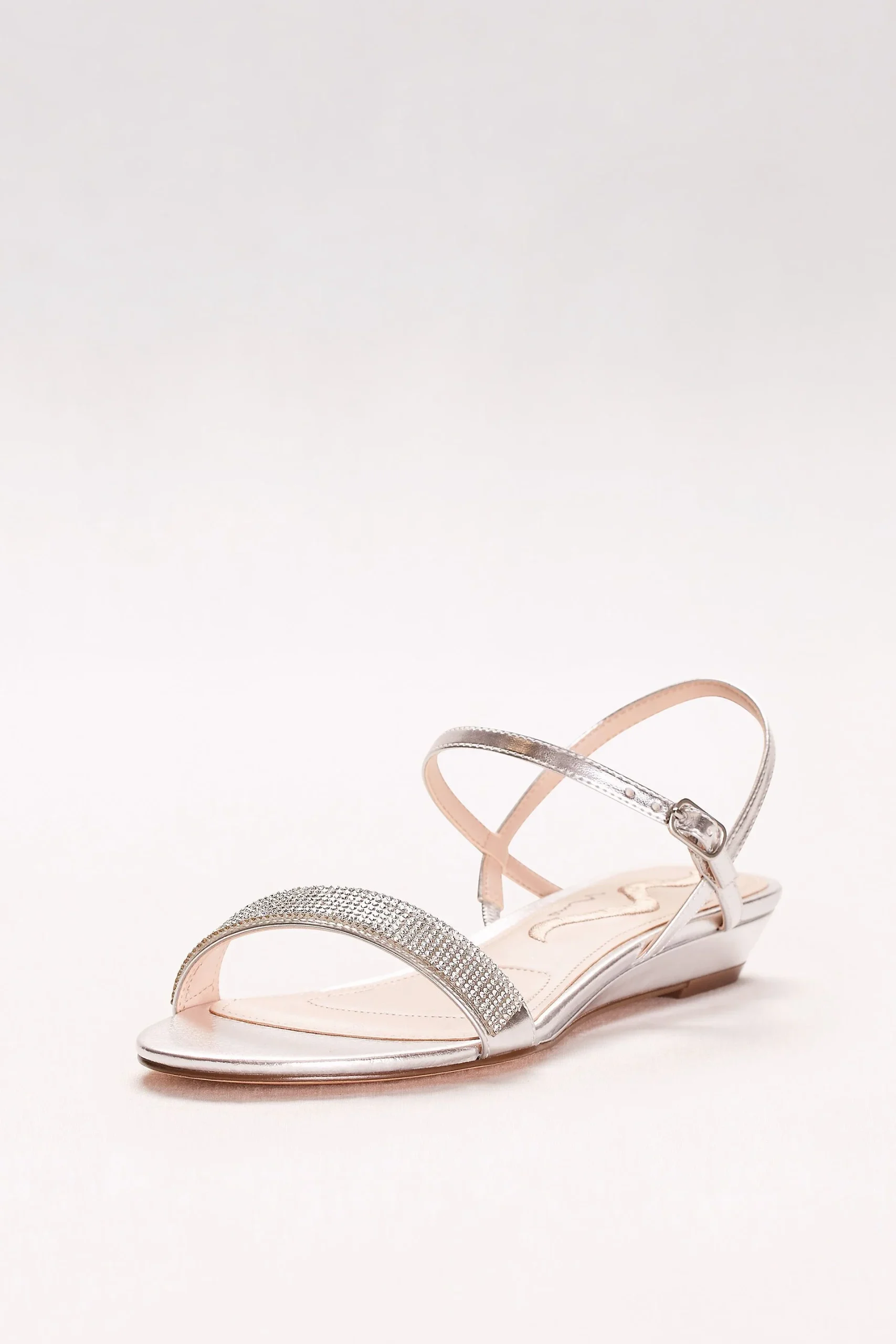 Glitter Band Quarter-Strap Mini-Wedge Sandals