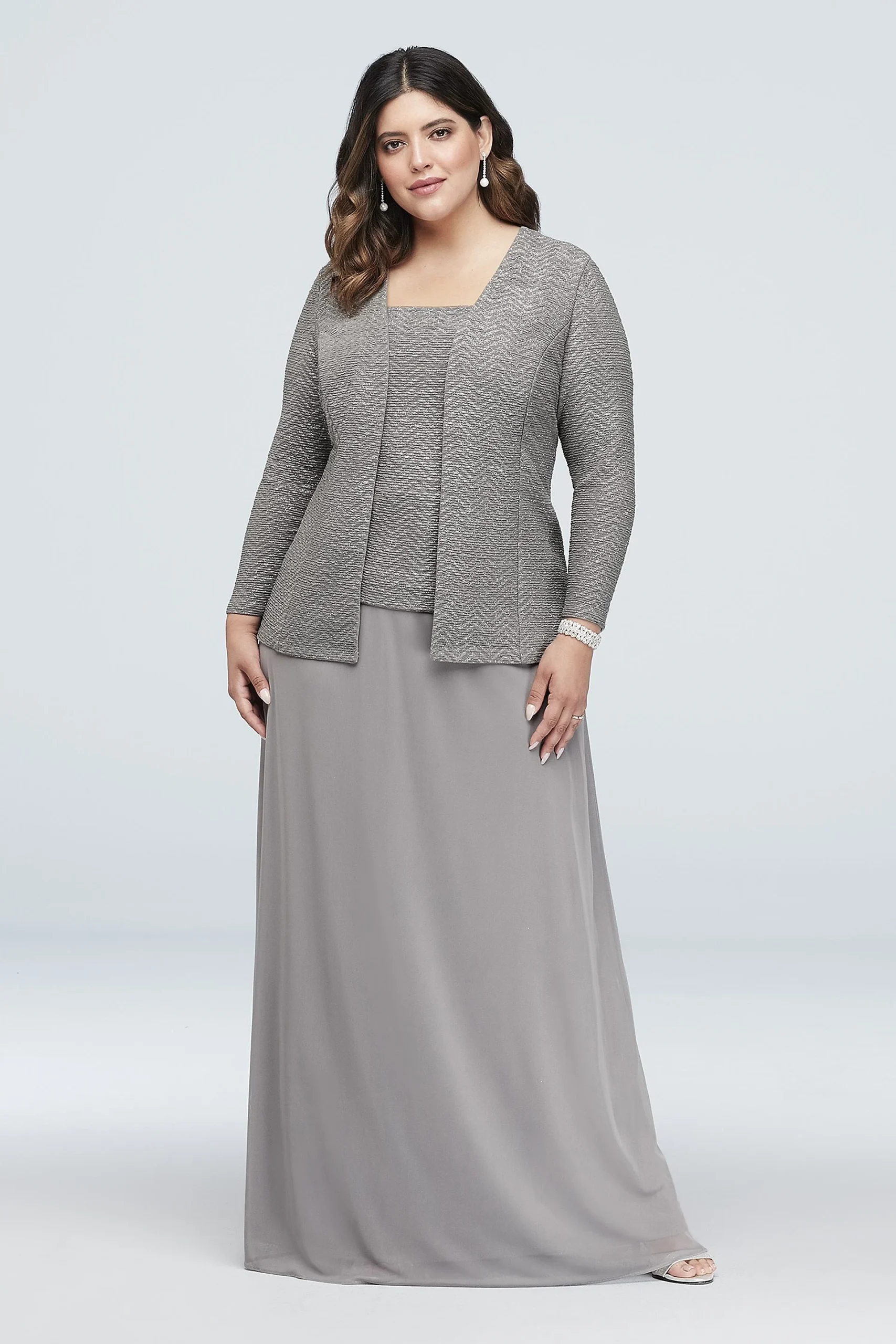 Glitter Knit and Mesh Gown with Jacket