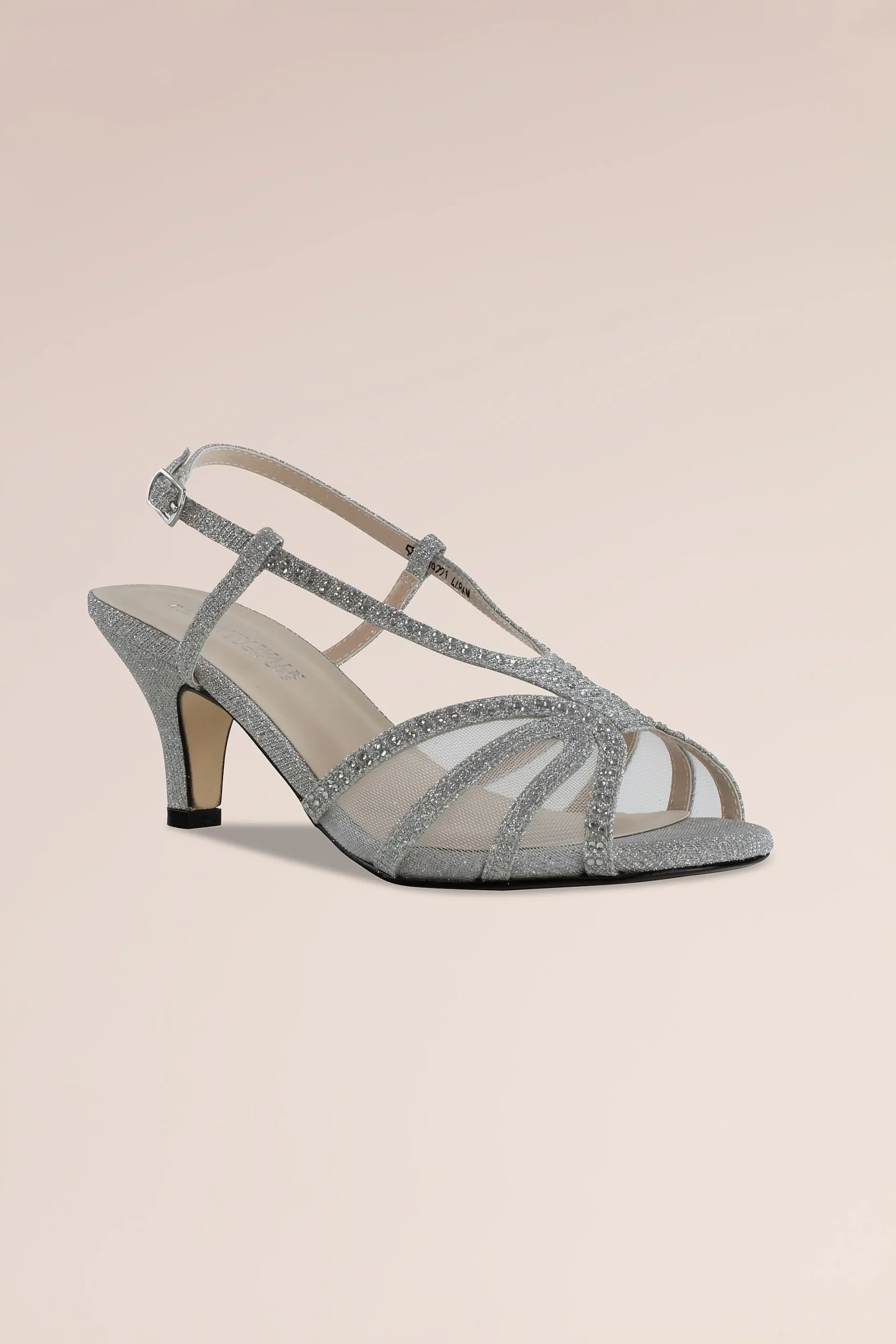 Glitter Low Heel Slingback Strappy Sandals