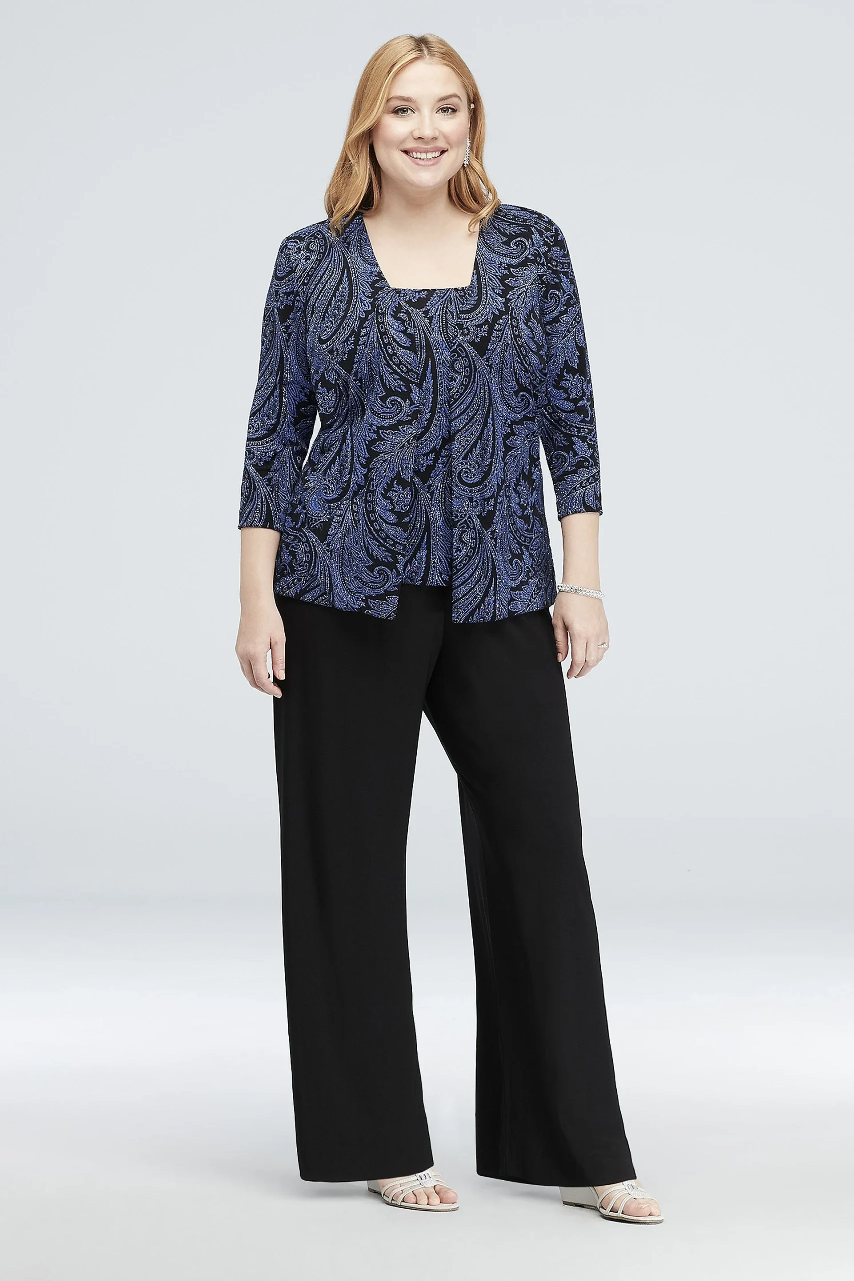 Glitter Paisley Slinky Plus Size Pantsuit