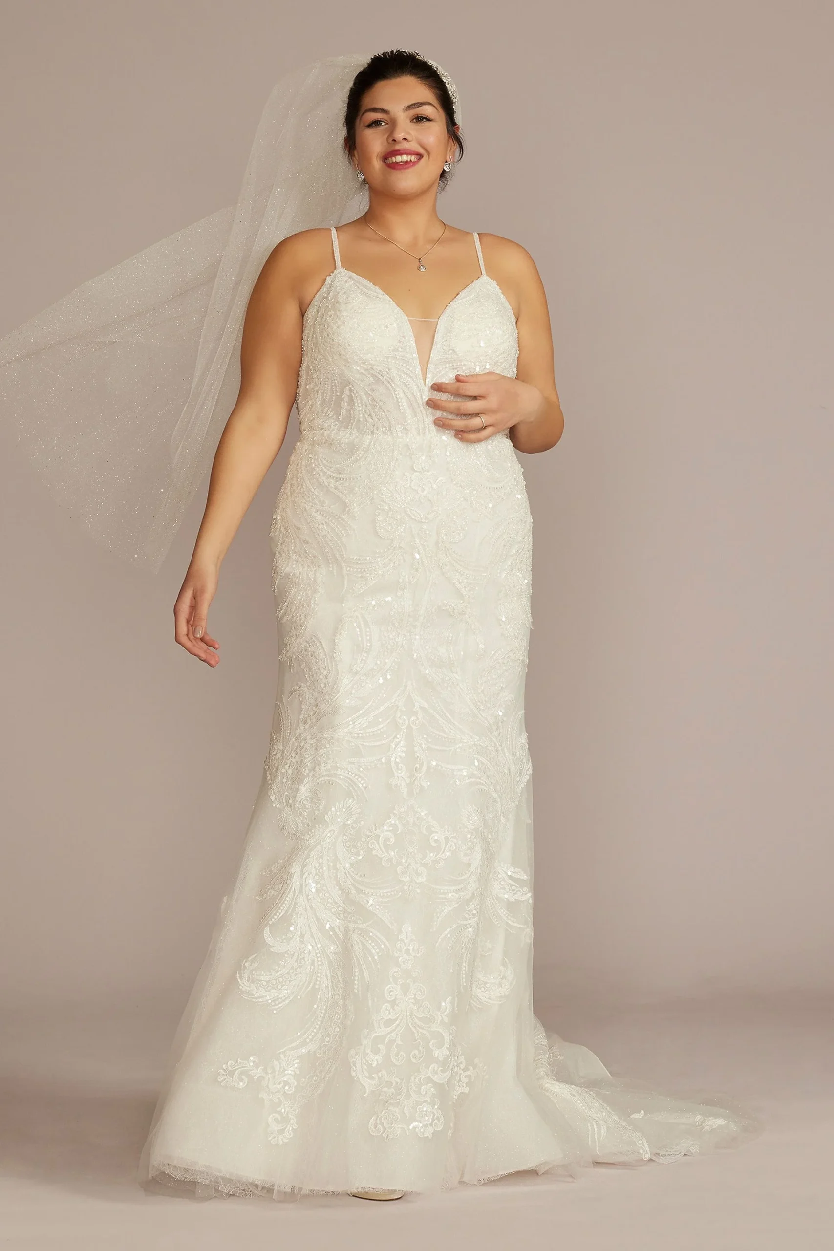 Glitter Tulle Lace Mermaid Wedding Dress