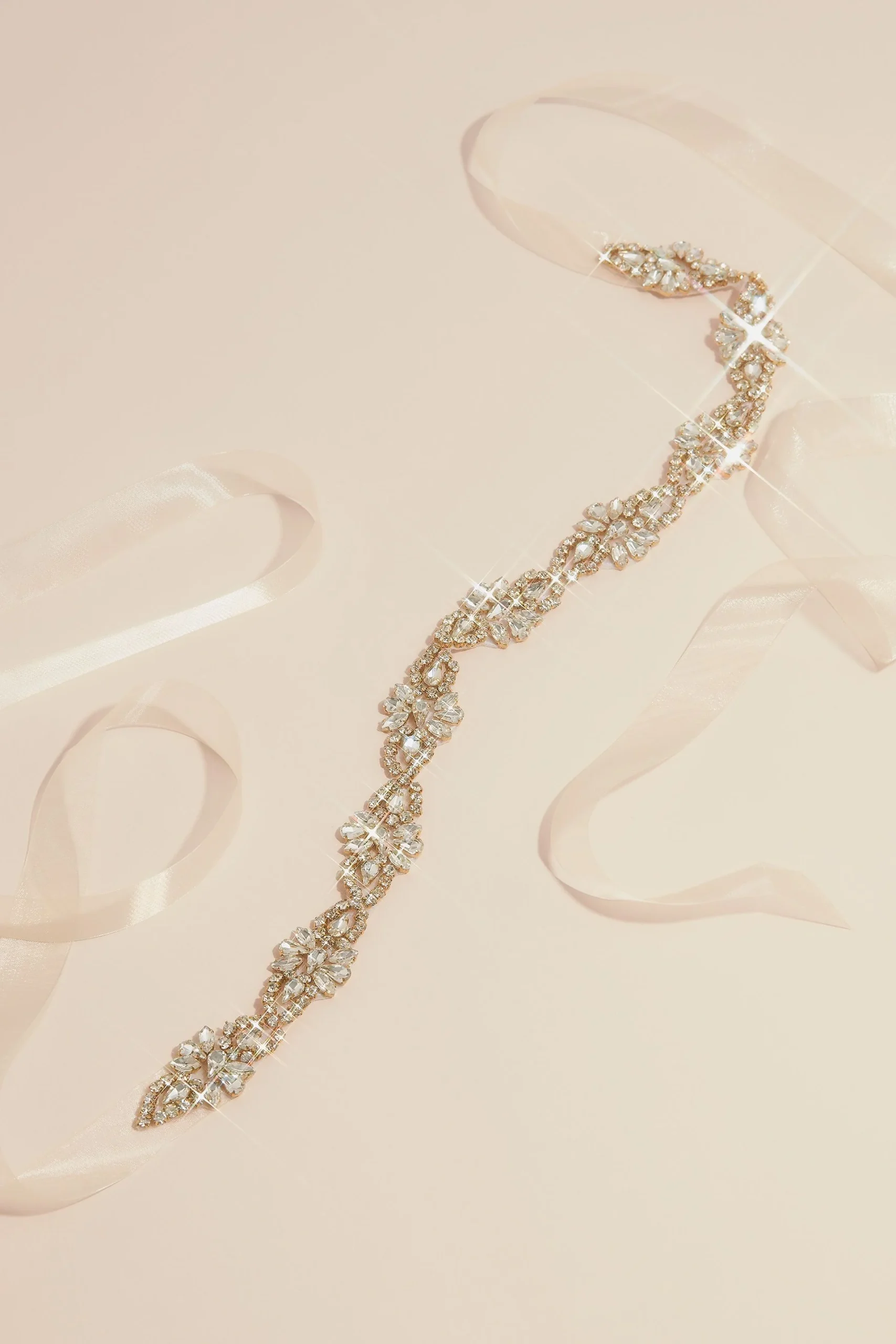 Gold Bead and Crystal Floral Sash