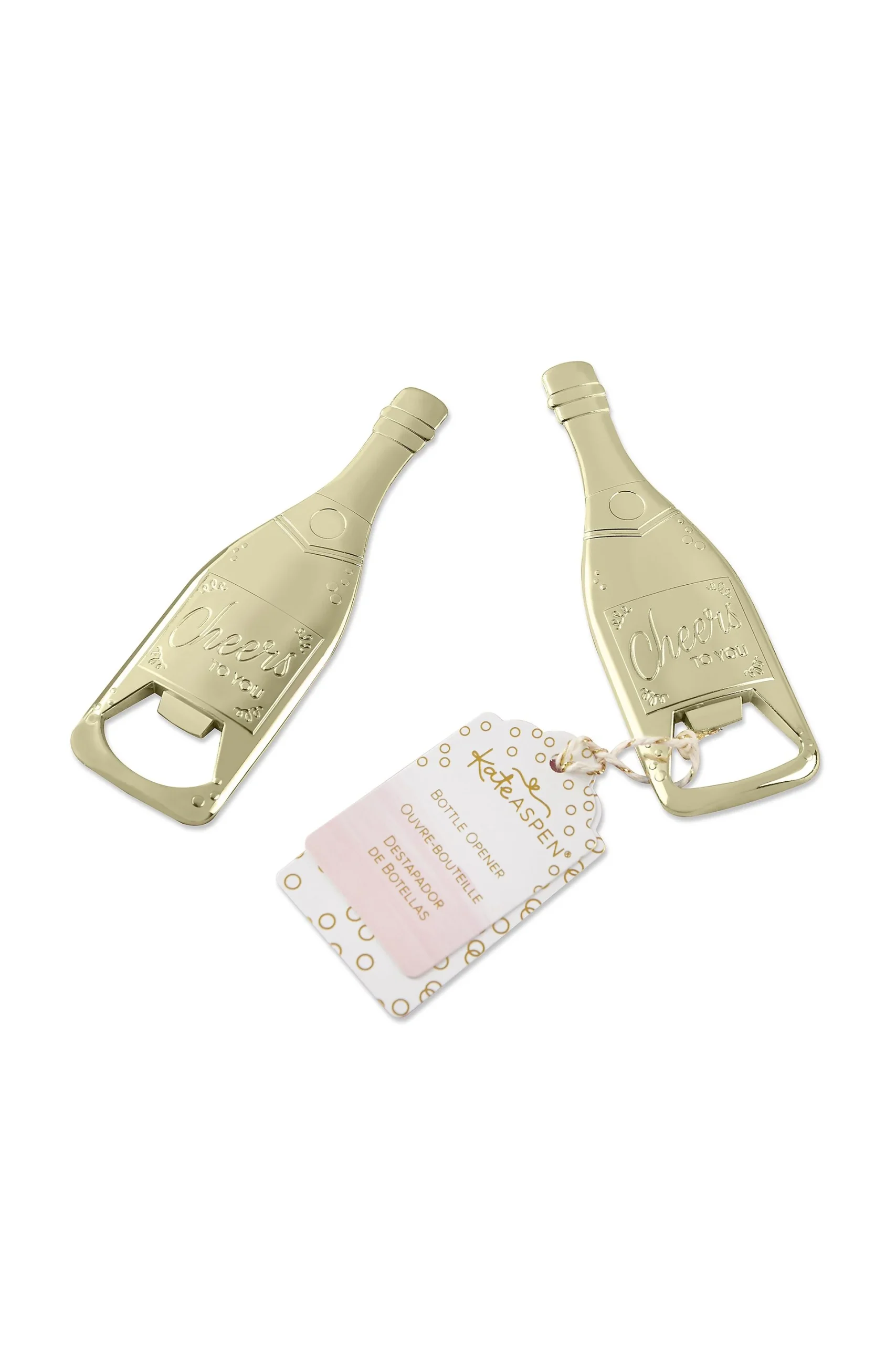 Gold Champagne Shaped Bottle Opener Set of 6