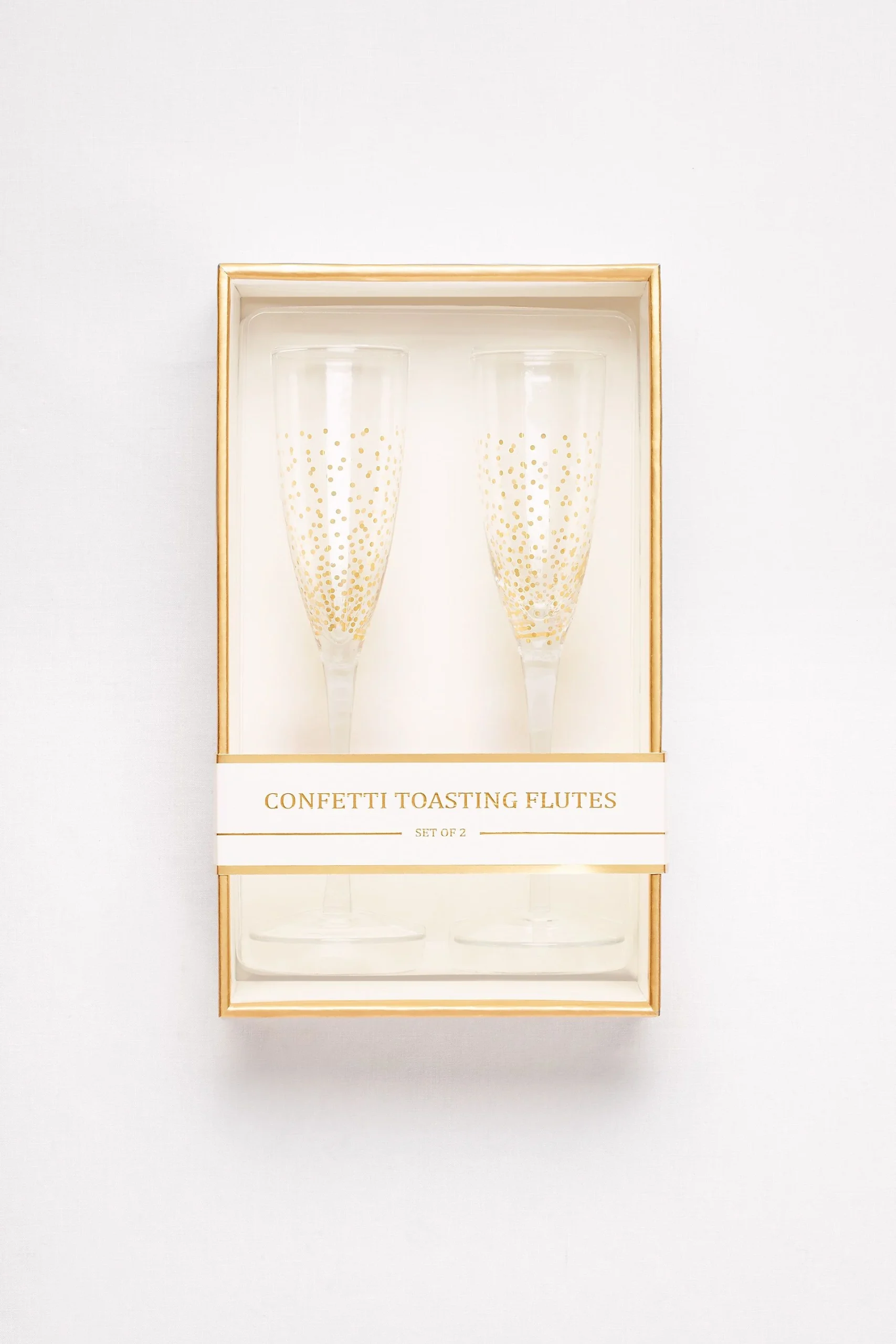 Gold Confetti Toasting Flute Set