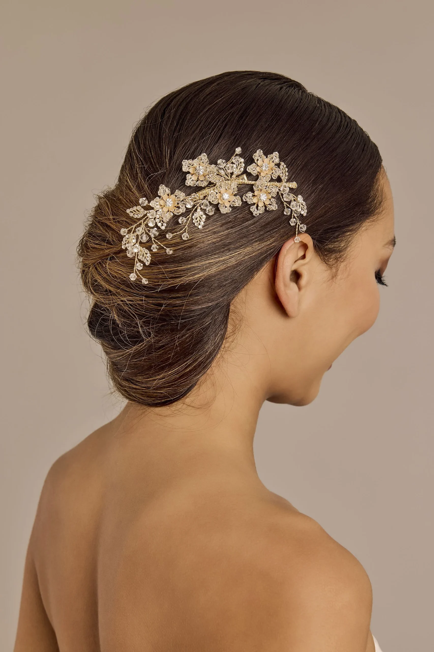 Gold Crystal Long Clip