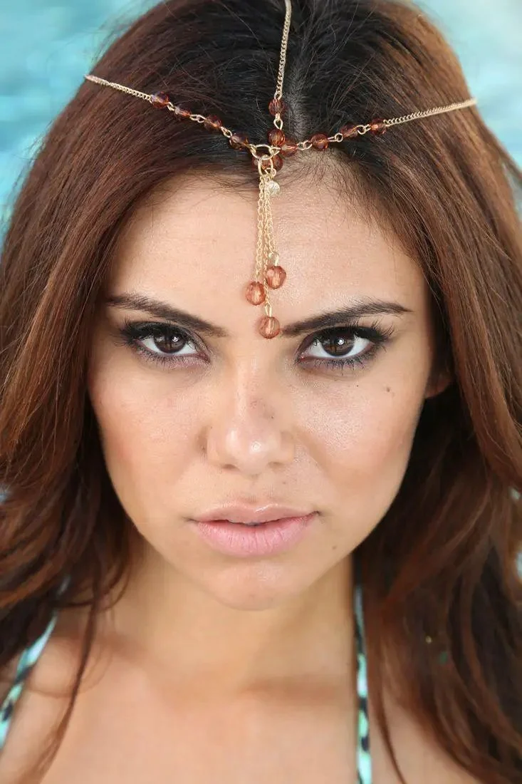 Gold High Polished Faceted Beaded Dangle Head Chain