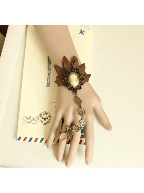 Gothic Brown Portrait Lace Retro Christmas Prom Female With Ring Bracelet