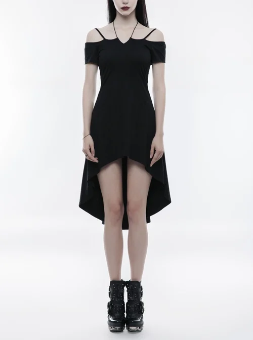 Gothic Female Elegant Black Fishtail Elastic Slip Dress