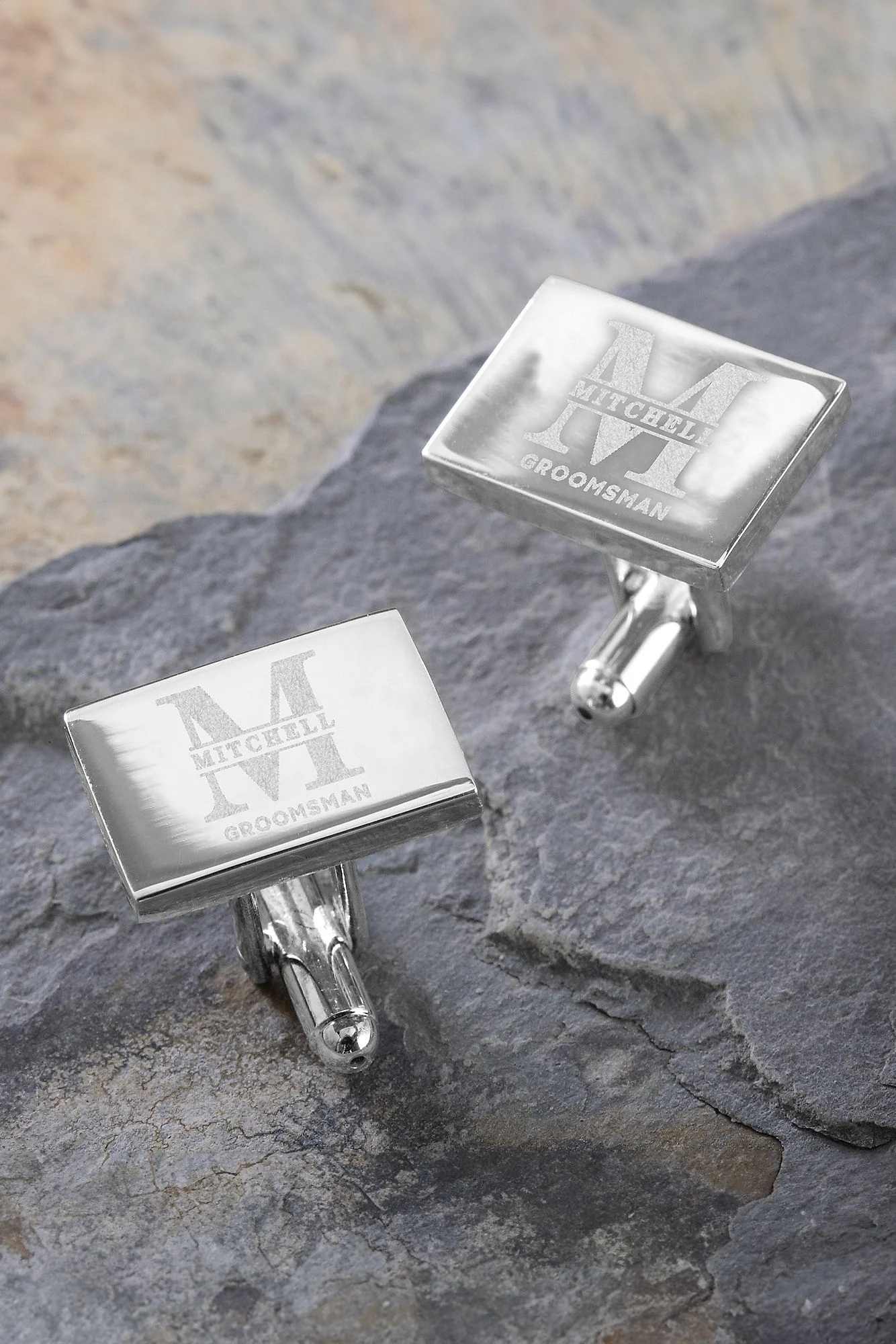 Groomsmen Wedding Personalized Silver Cufflinks