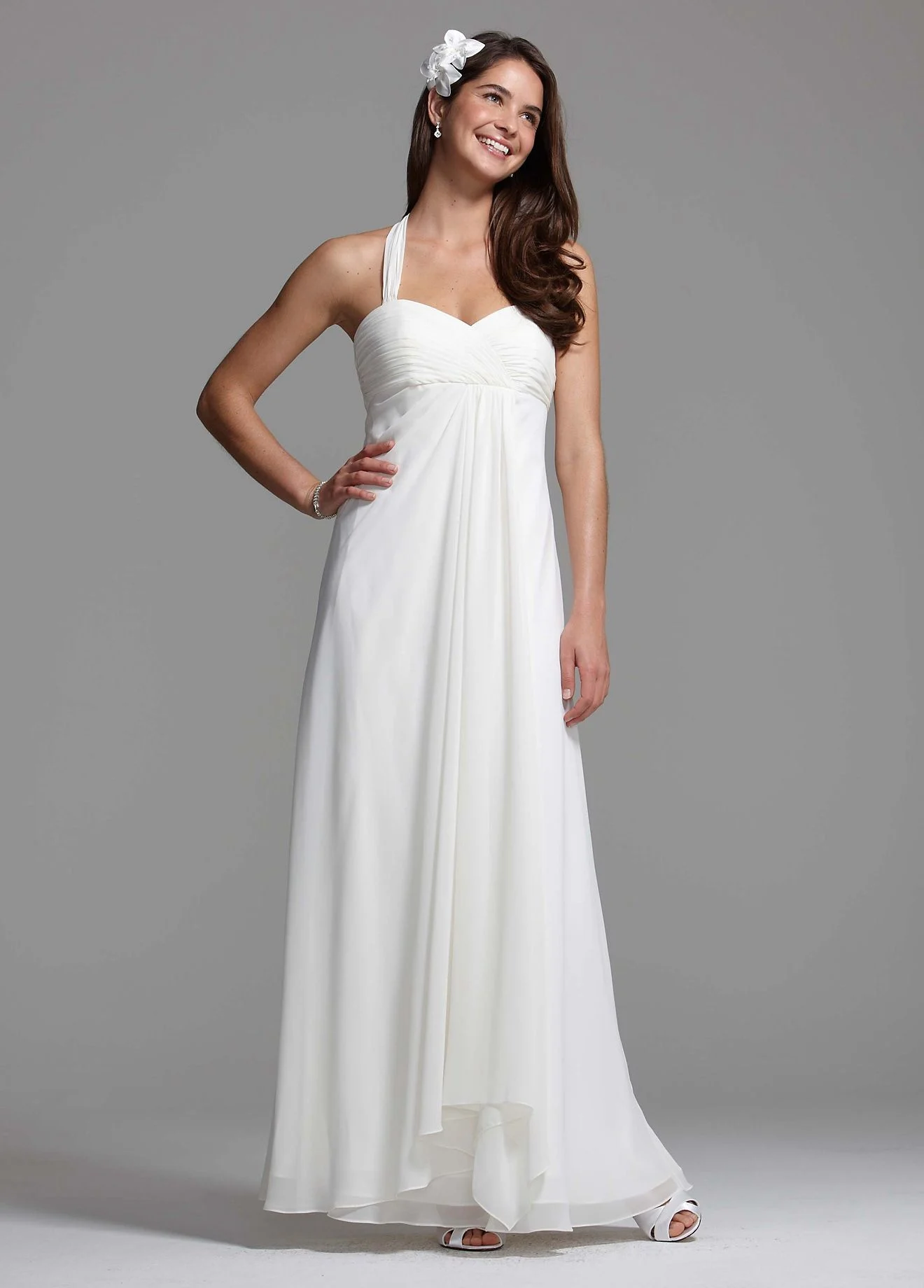 Halter Chiffon A-Line with Center Front Draping