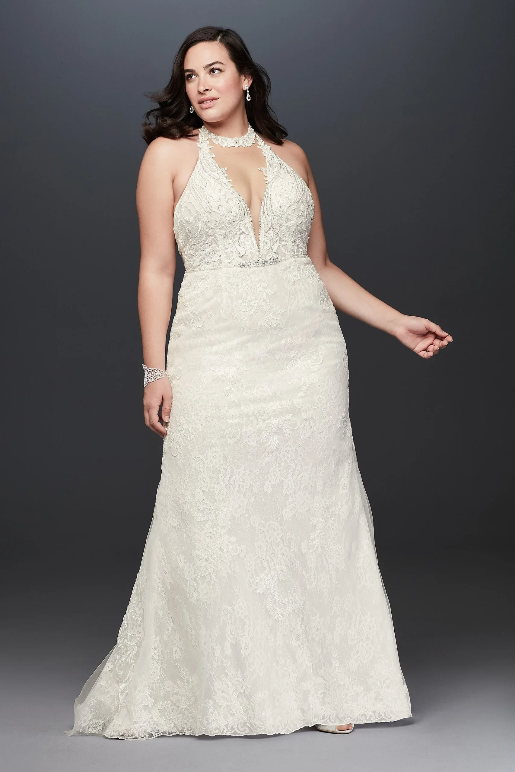 Halter Plus Size Wedding Dress
