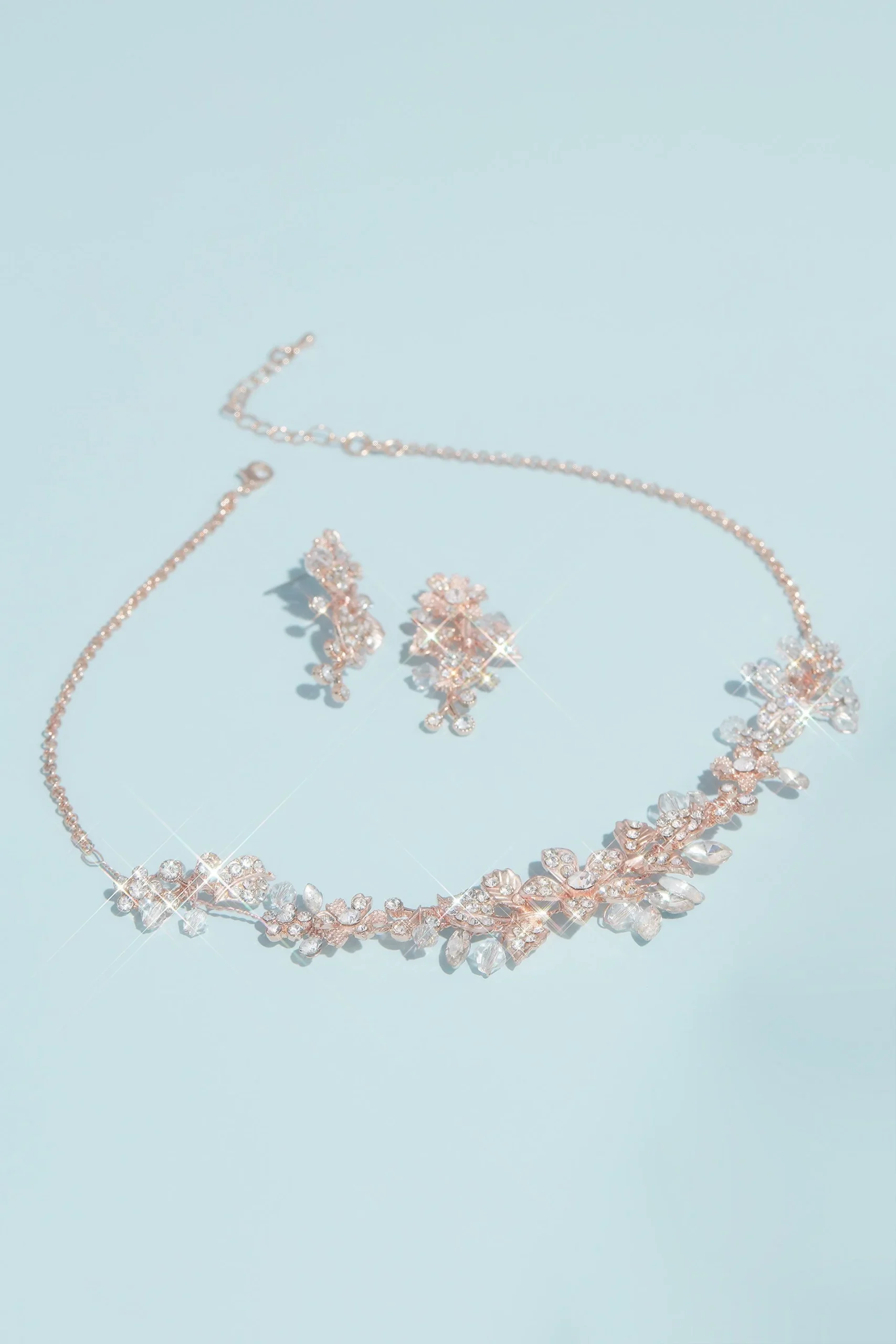 Handwired Crystal Floral Necklace and Earrings Set