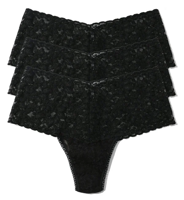 Hanky Panky 3 PACK Retro Lace Thong (9K19263PK) - All Black