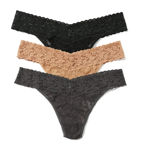 Hanky Panky 3-PACK Signature Lace Original Rise Thong (48113PK) - SASG