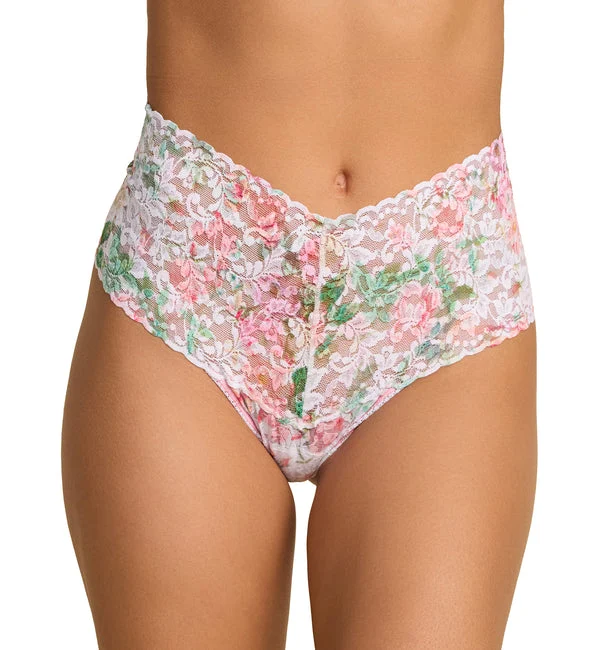 Hanky Panky Printed Retro Lace Thong (PR9K1926) - Rococo Rose