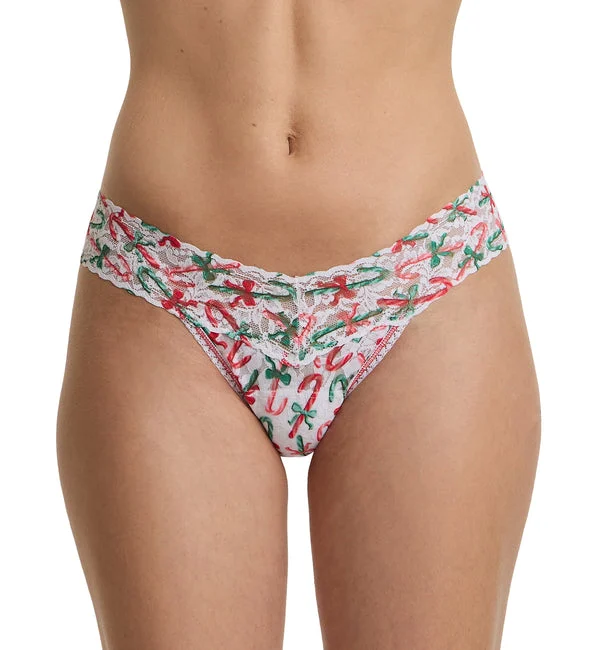 Hanky Panky Signature Lace Printed Low Rise Thong (PR4911P) - Candy Cane Delight