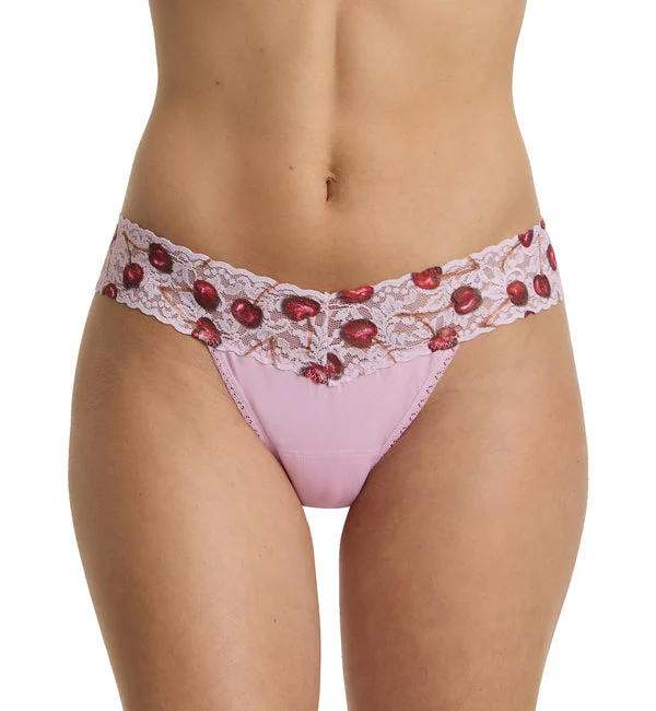 Hanky Panky Supima Cotton Printed Low Rise Thong (891582) - Cherry Delight