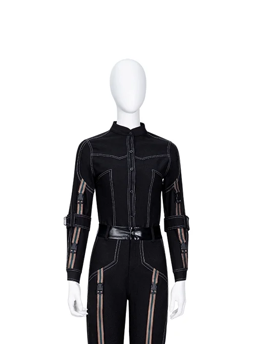 Hawkeye Second Generation Black Widow Yelena Belova Halloween Cosplay Costume Black Denim Shirt